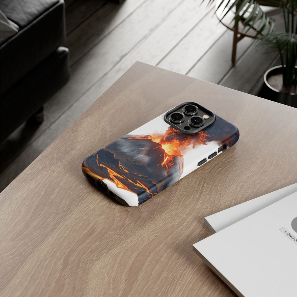Volcano Eruption Tough Phone Case — Fiery Lava Protective Cover