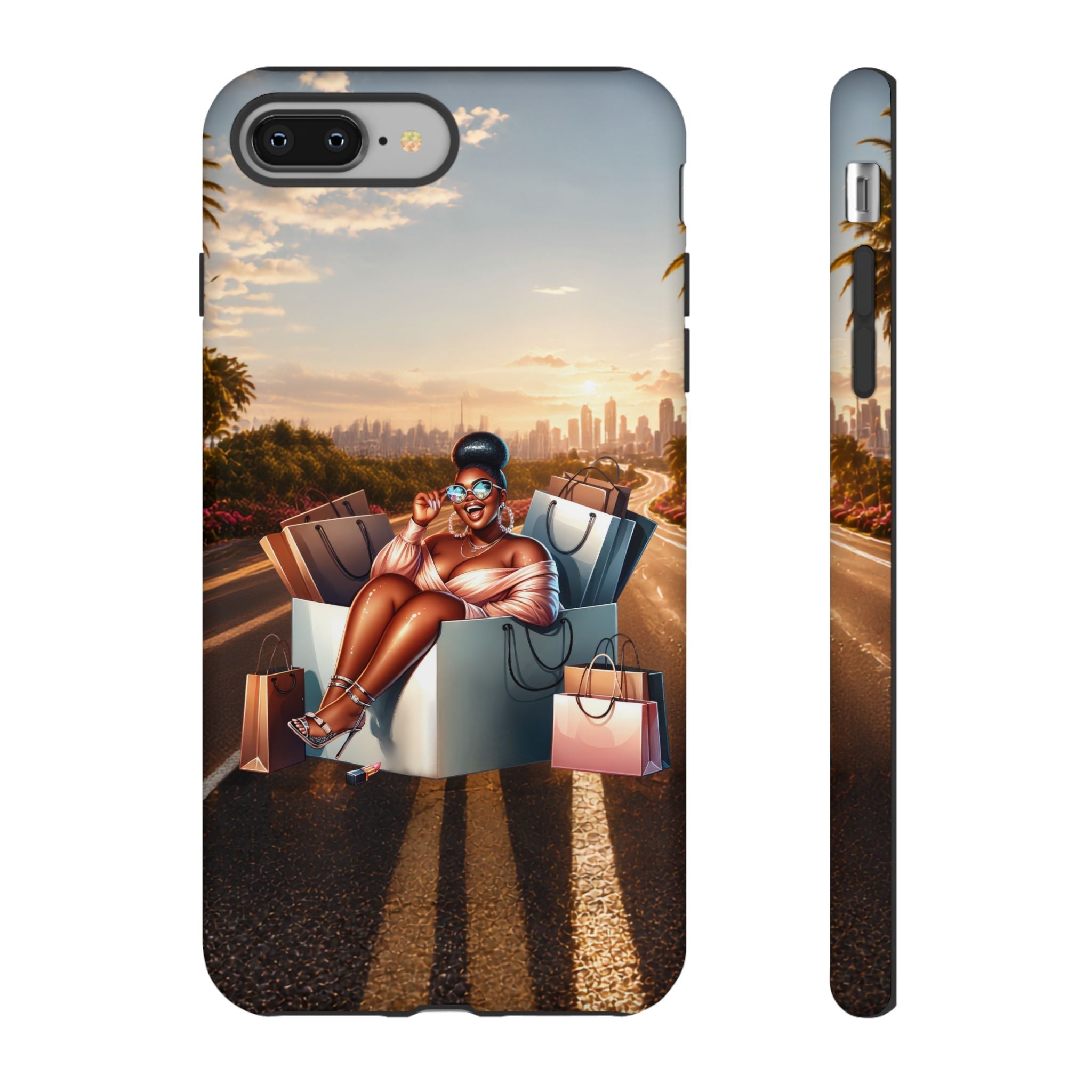Phone Case — Chic Shopper Illustration on Cloud Background