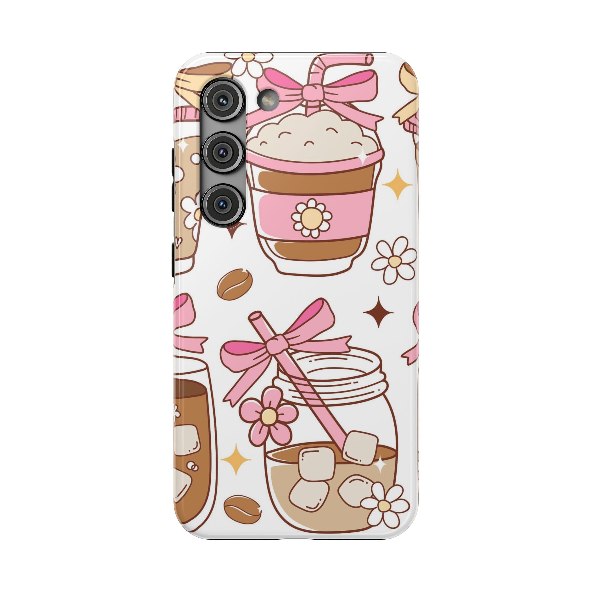 Cute Pink Coffee & Latte Pattern Impact Phone Case