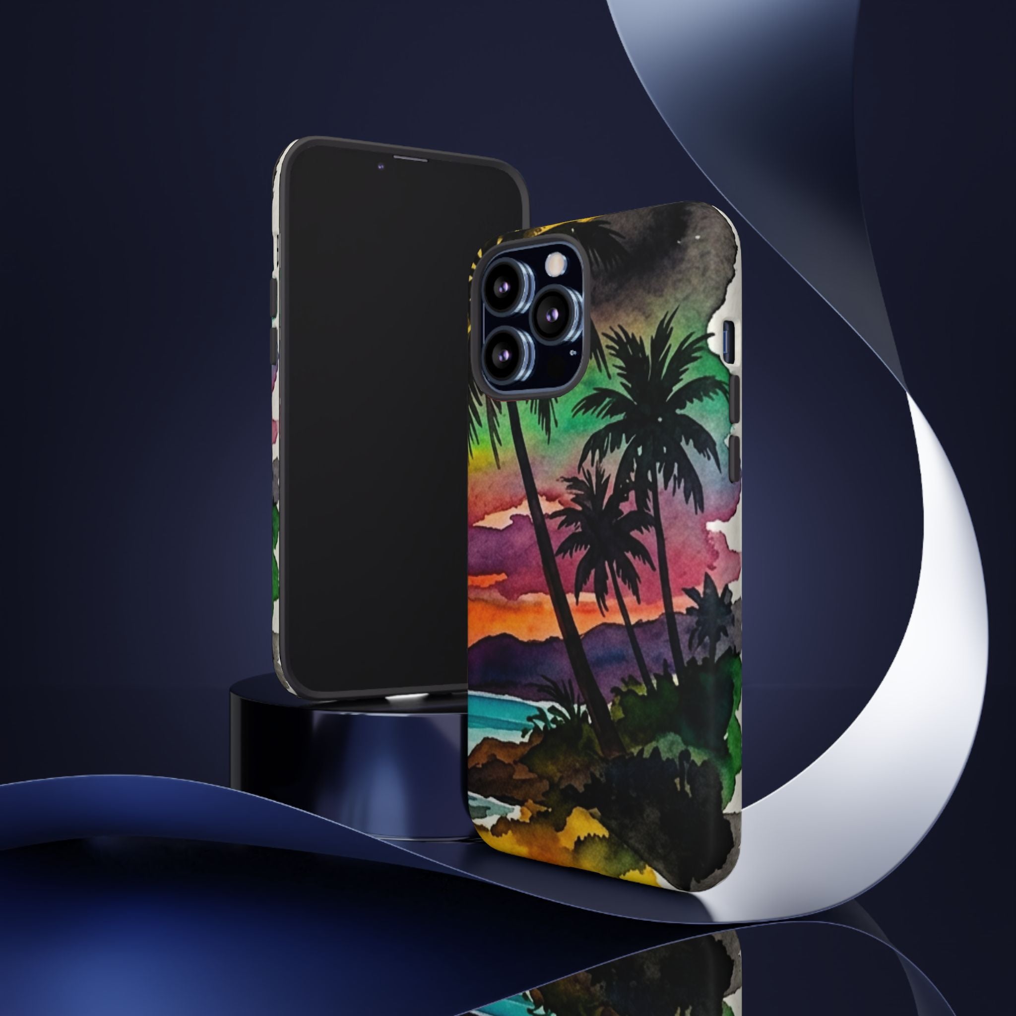 Tropical Sunset Phone Case – Palm Tree Beach Protective Cover