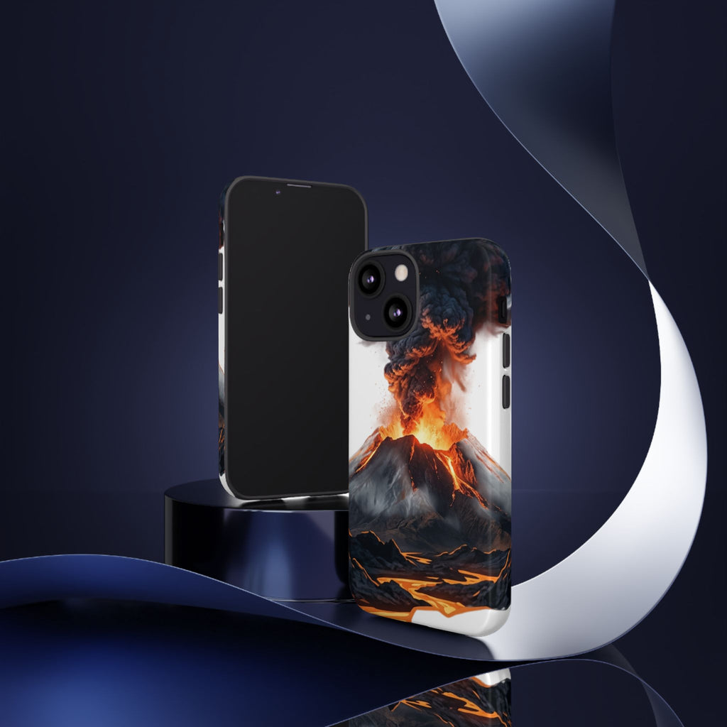 Volcano Eruption Tough Phone Case — Fiery Lava Protective Cover