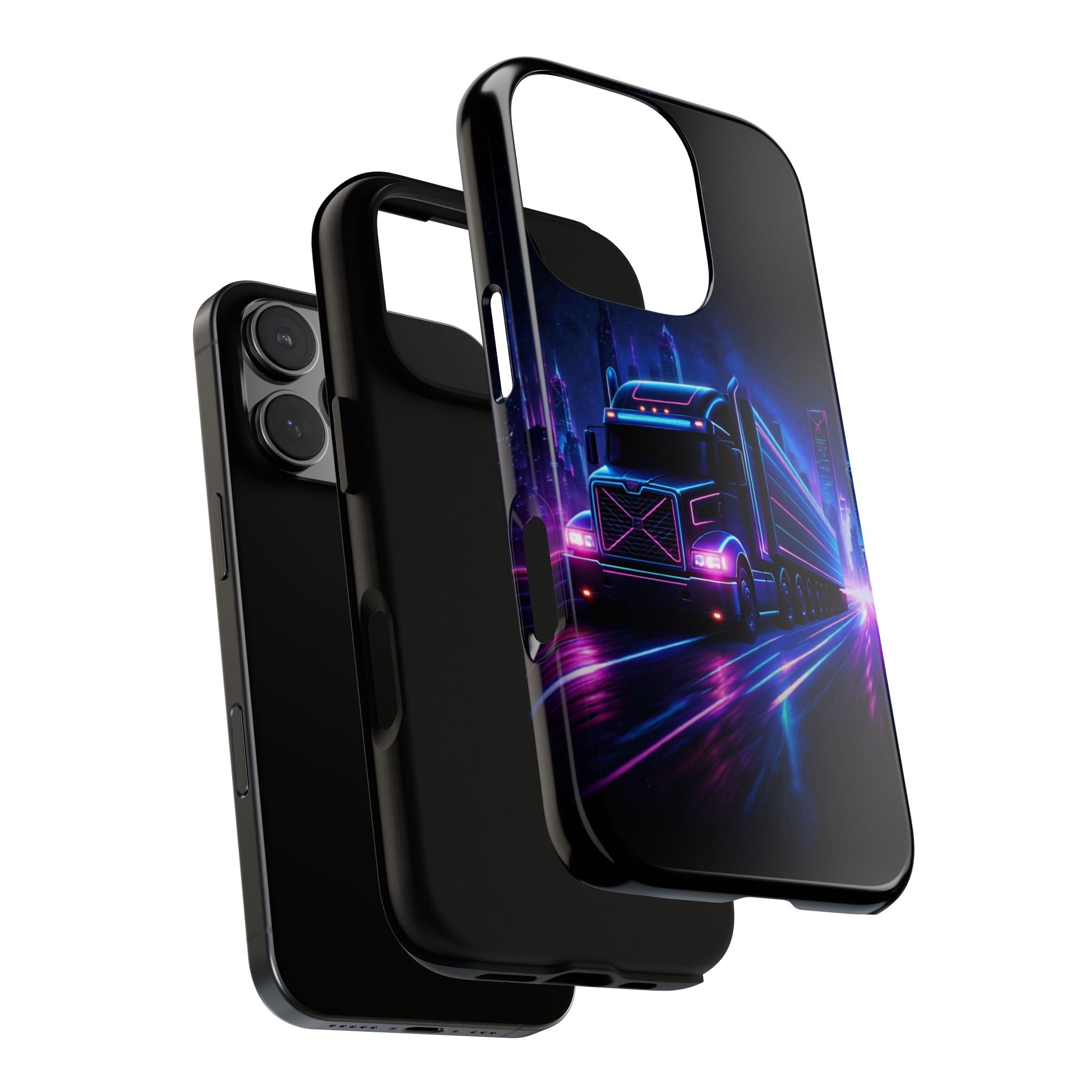 Neon Retro Rig Phone Case — Trucker Semi Truck Nightscape Protective Case