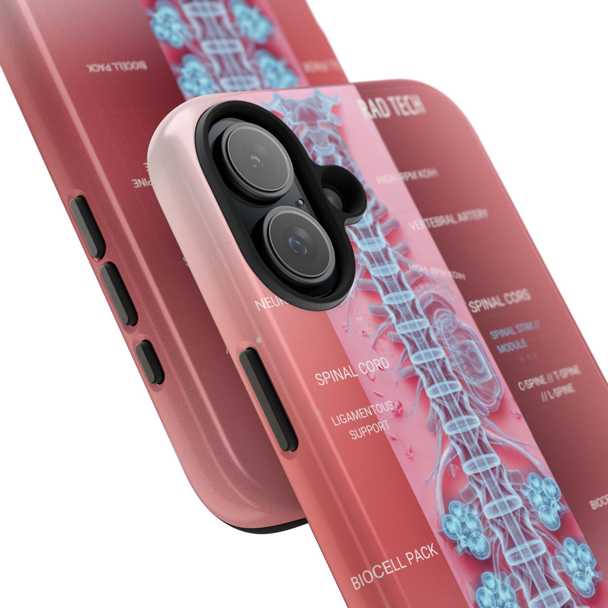 Anatomical Spine Tough Phone Case — Medical X-Ray Design, ‘Spinal Cord’ Labelled