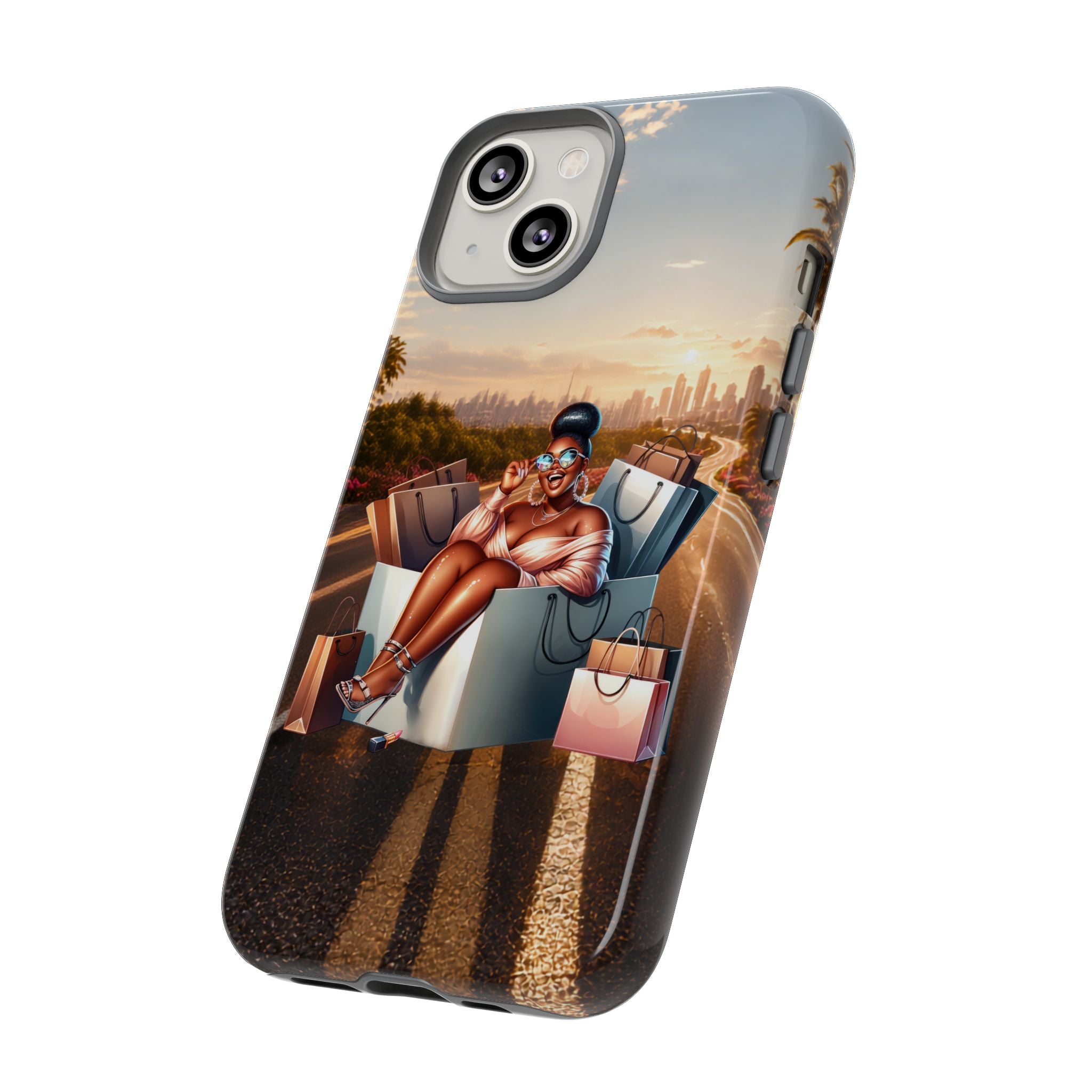 Phone Case — Chic Shopper Illustration on Cloud Background