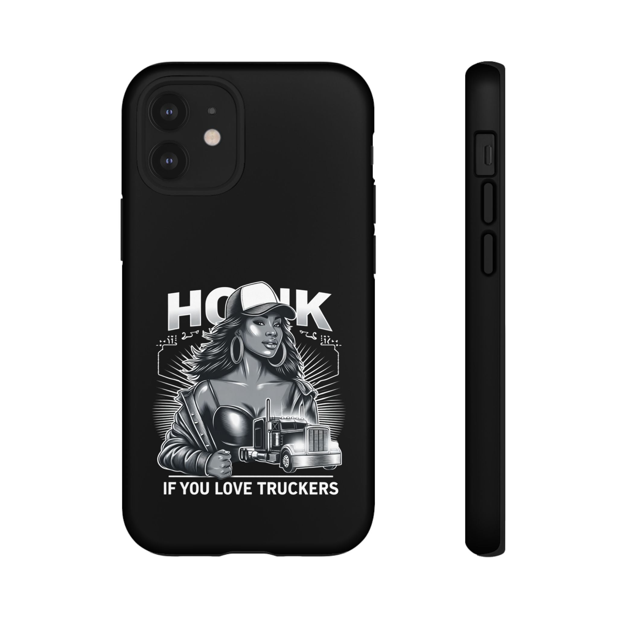 Phone Case — 'Honk' Trucker Girl Retro Semi Truck Protective Case