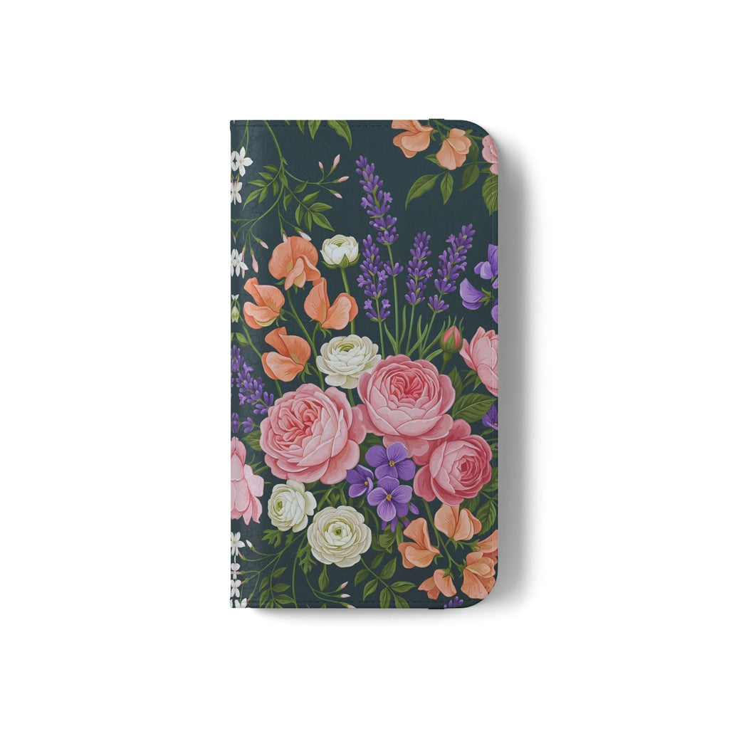 Floral Flip Phone Case -Wallet Cover with Card Slots