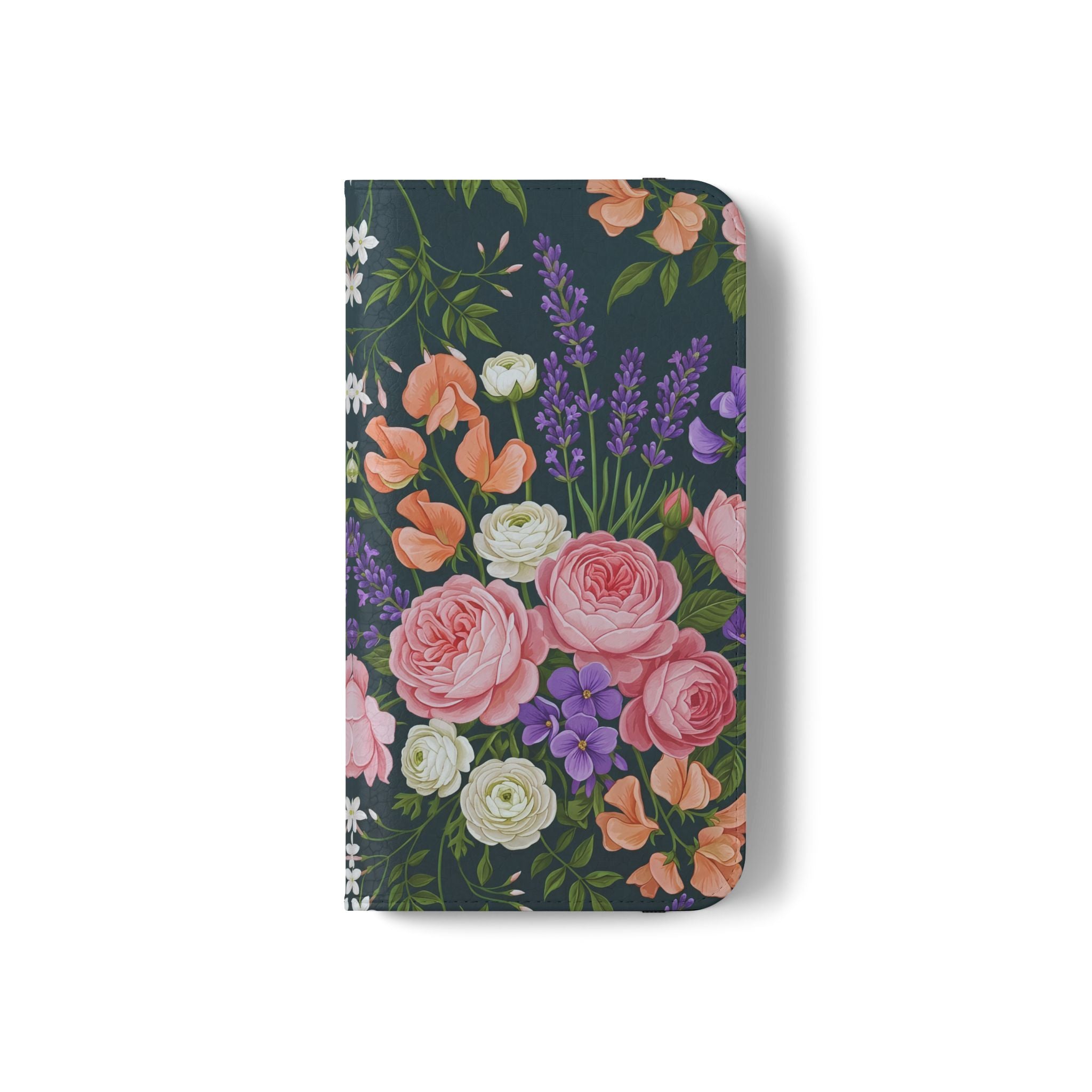 Floral Flip Phone Case -Wallet Cover with Card Slots