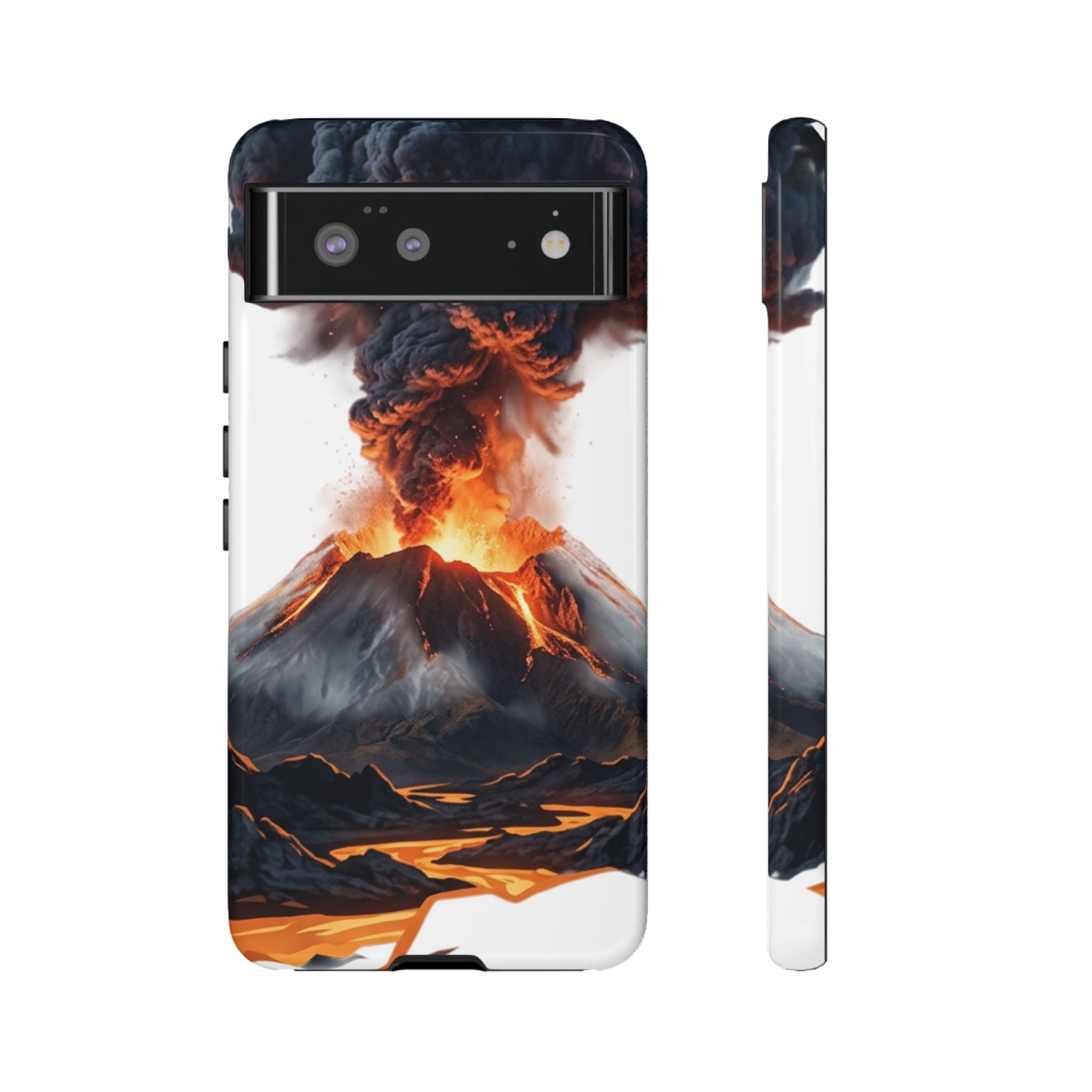 Volcano Eruption Tough Phone Case — Fiery Lava Protective Cover