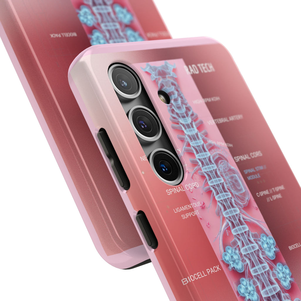 Anatomical Spine Tough Phone Case — Medical X-Ray Design, ‘Spinal Cord’ Labelled