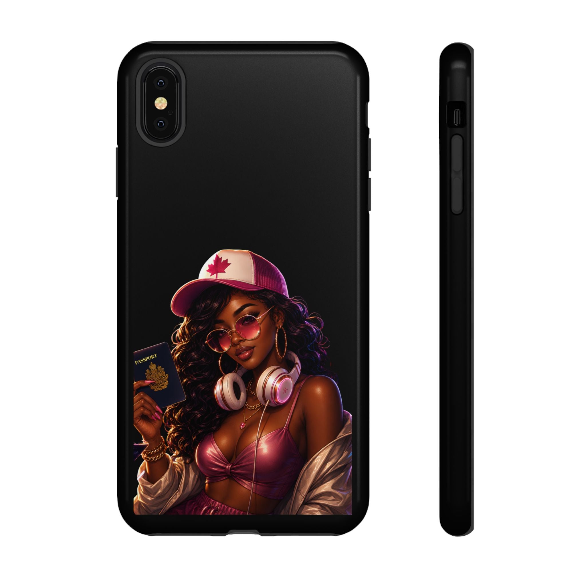 Phone Case — Stylish Urban Woman Design with Maple Cap
