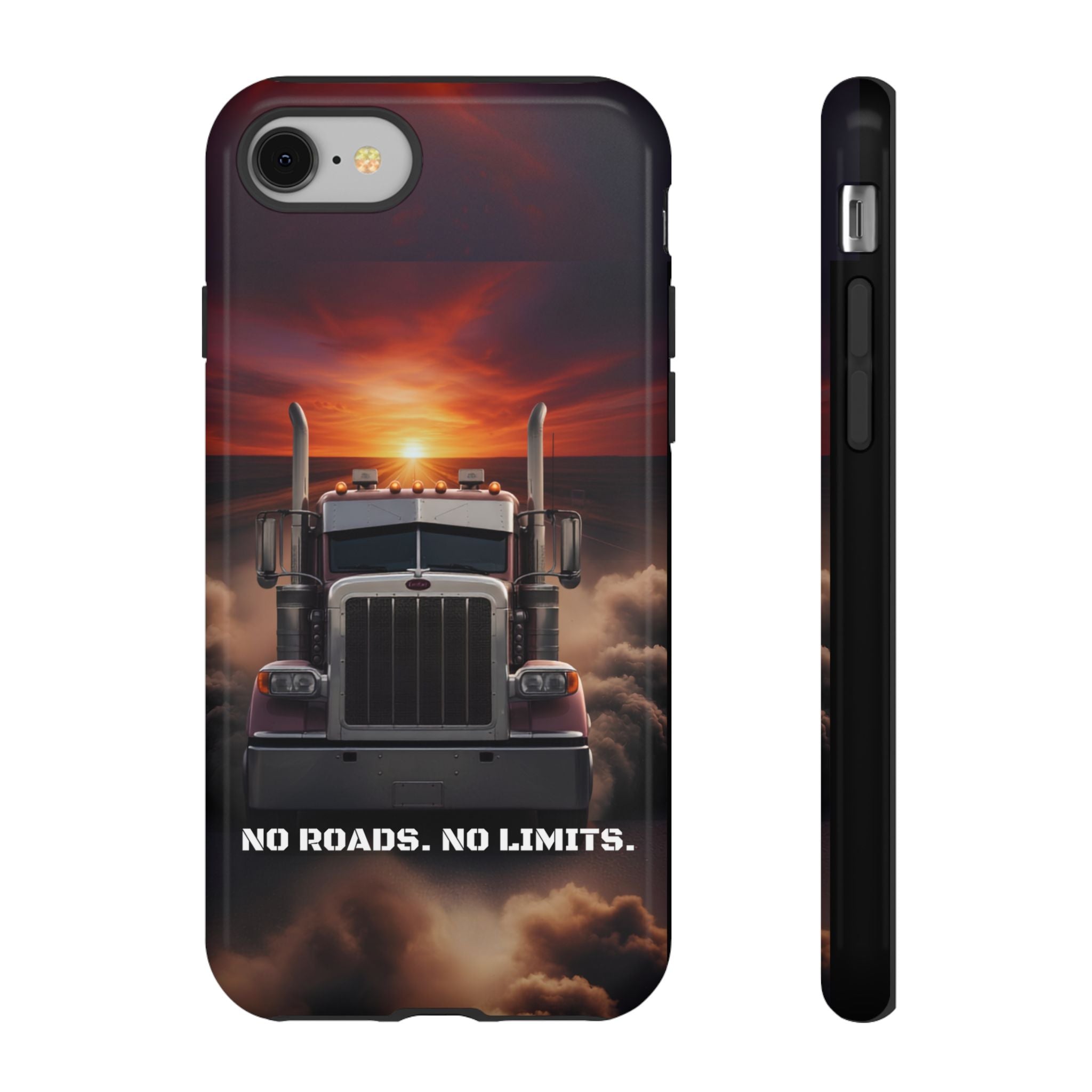 Truck Phone Case — "No Roads. No Limits." Sunset Semi Truck Protective Case