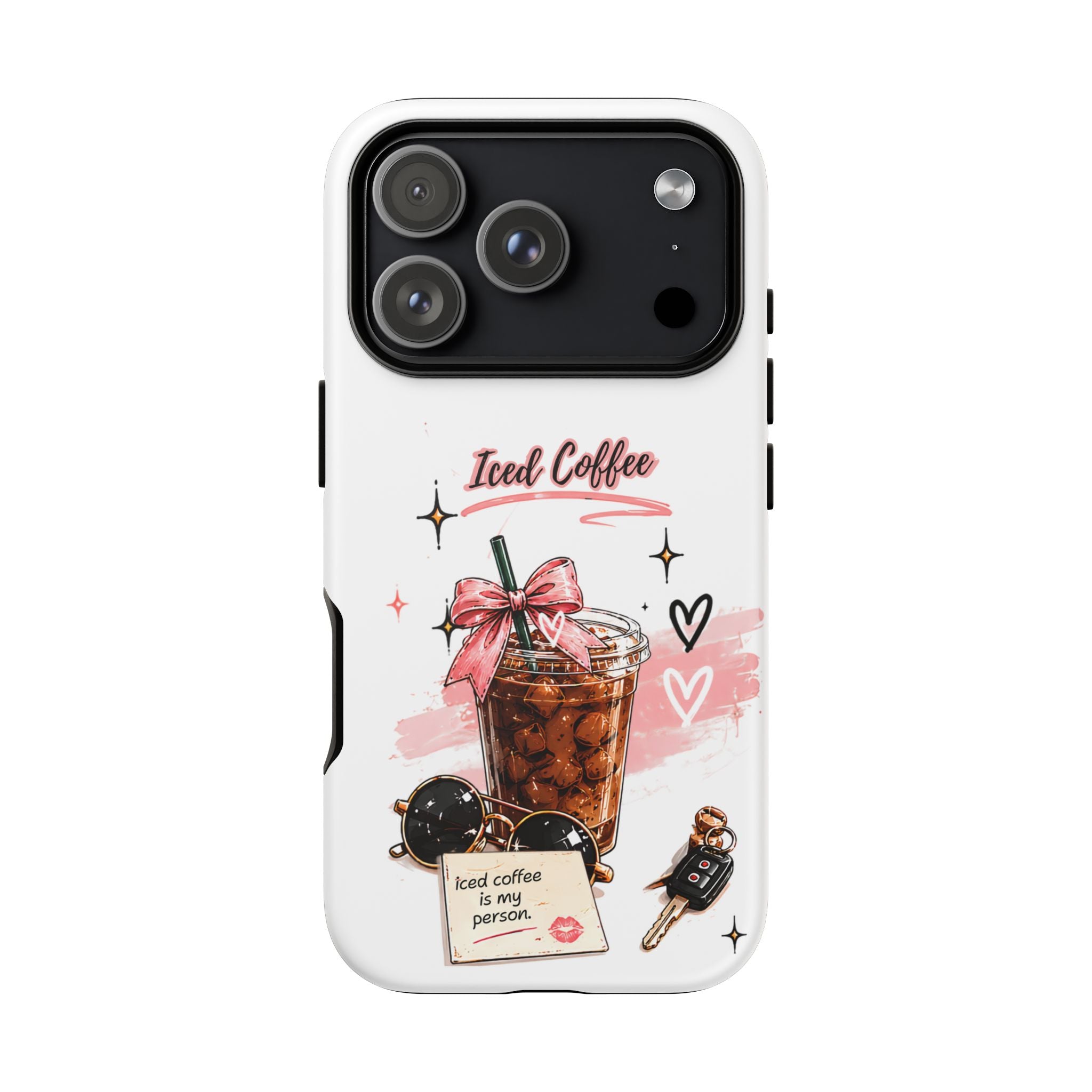 Iced Coffee Phone Case – Cute Pink Boba Design ("Iced coffee is my person")