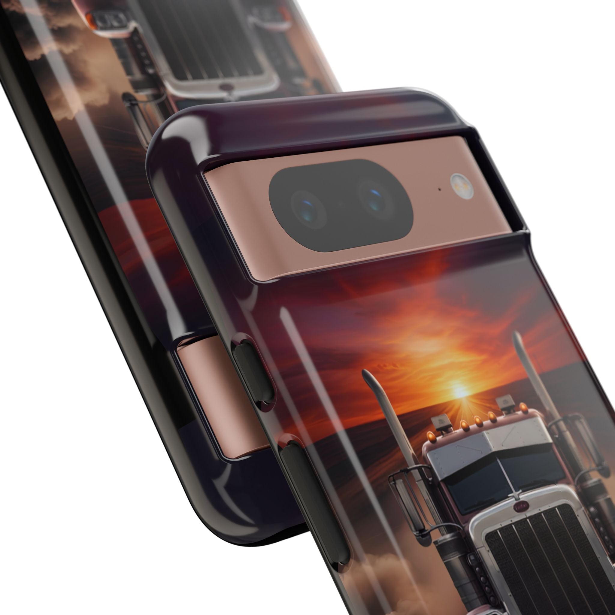 Truck Phone Case — "No Roads. No Limits." Sunset Semi Truck Protective Case