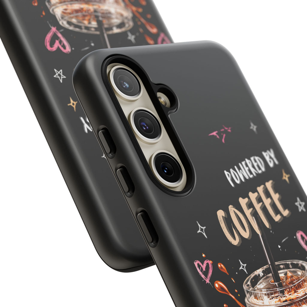 Phone Case — "Powered by Coffee & Chaos" Iced Coffee Protective Cover