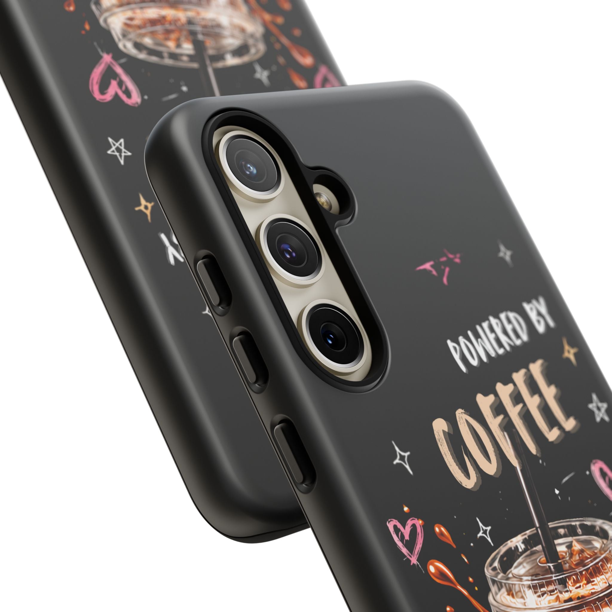 Phone Case — "Powered by Coffee & Chaos" Iced Coffee Protective Cover