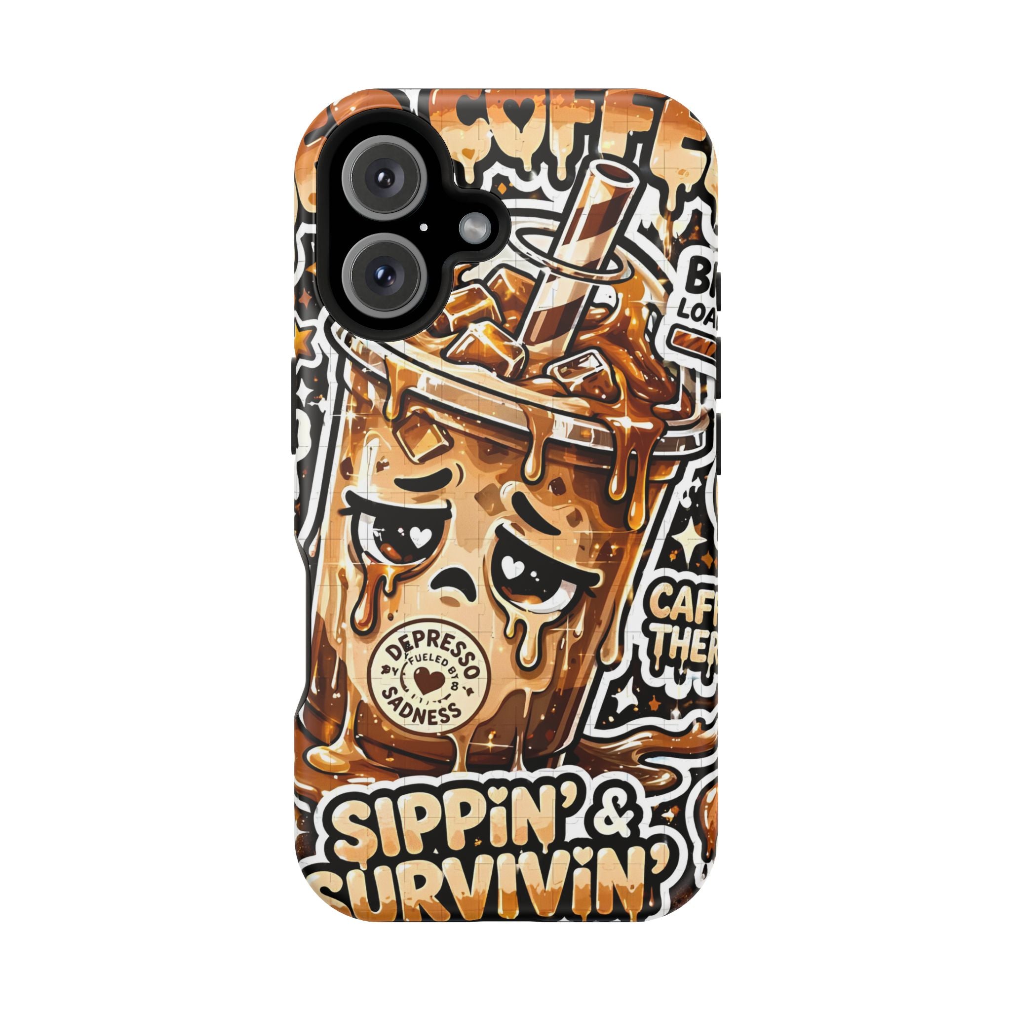 Iced Coffee Phone Case — “Sippin' & Survivin'” Magnetic Impact-Resistant Case