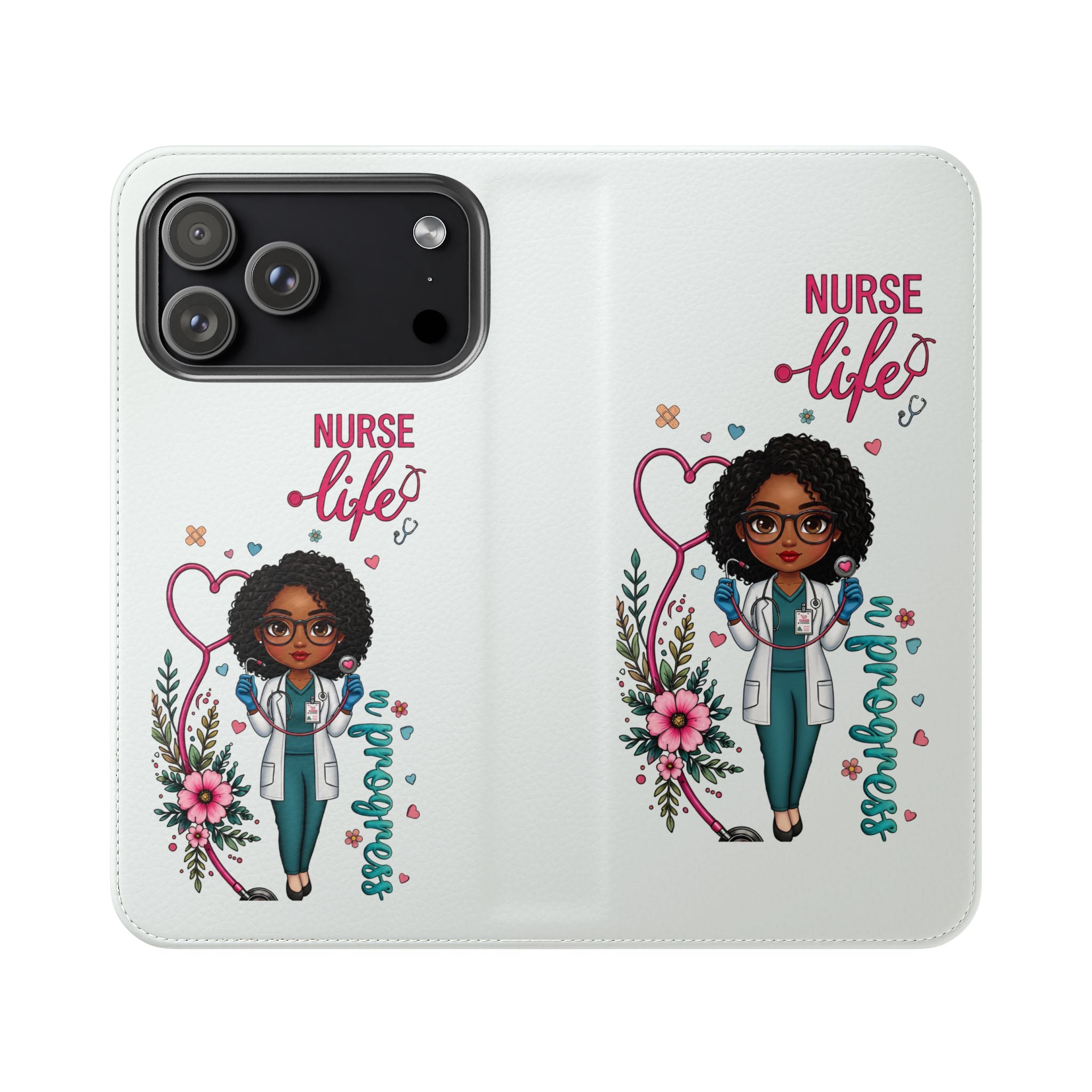 Nurse Life Floral Flip Phone Case - Medical RN Wallet Cover