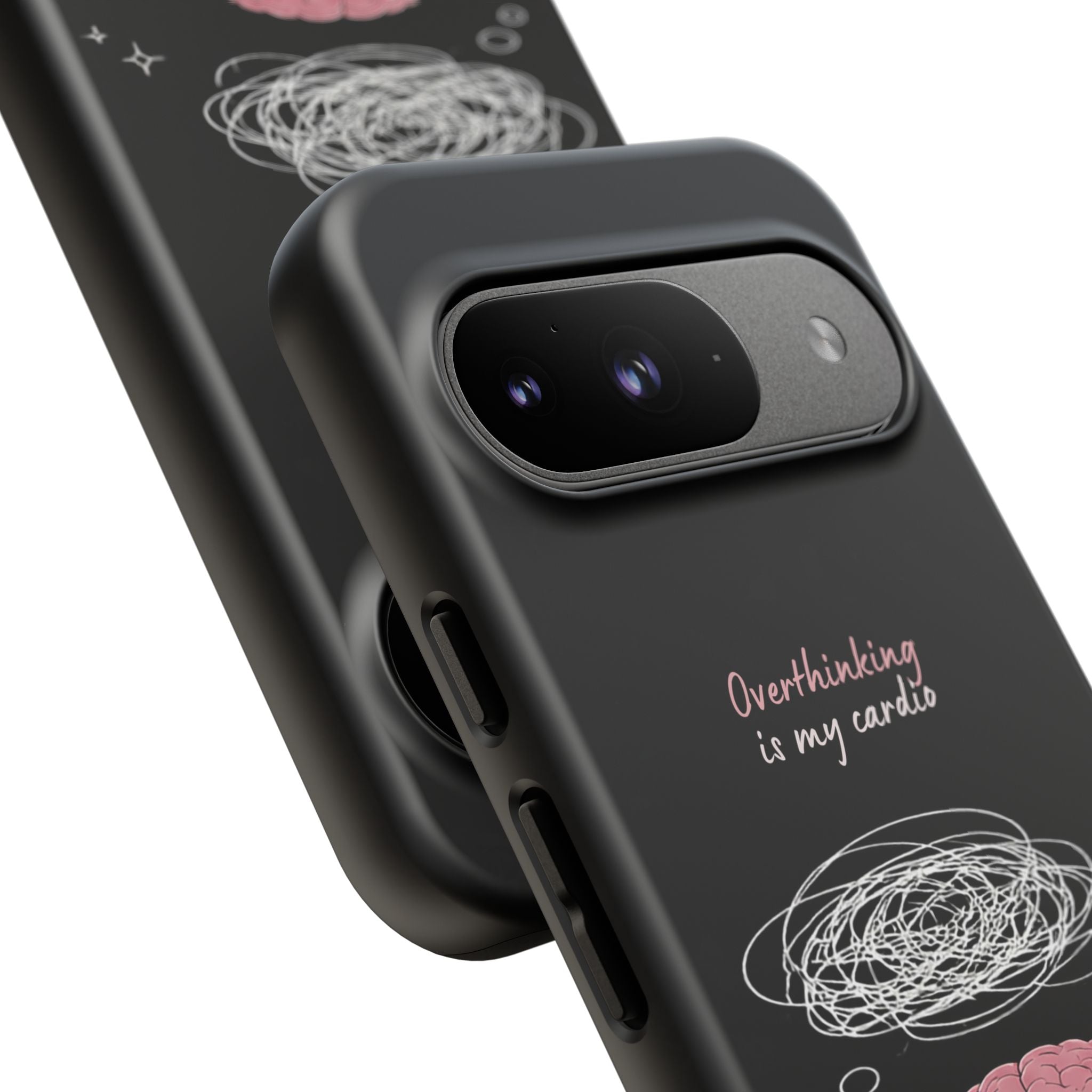 Phone Case — "Overthinking Is My Cardio" Cute Meditating Brain Protective Case