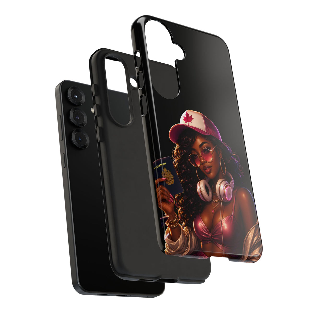 Phone Case - Cool Urban Woman with Headphones & Maple Hat