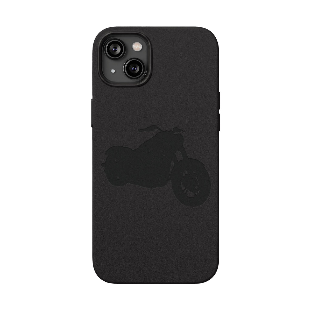 Engraved PU Leather Phone Case — Motorcycle Silhouette