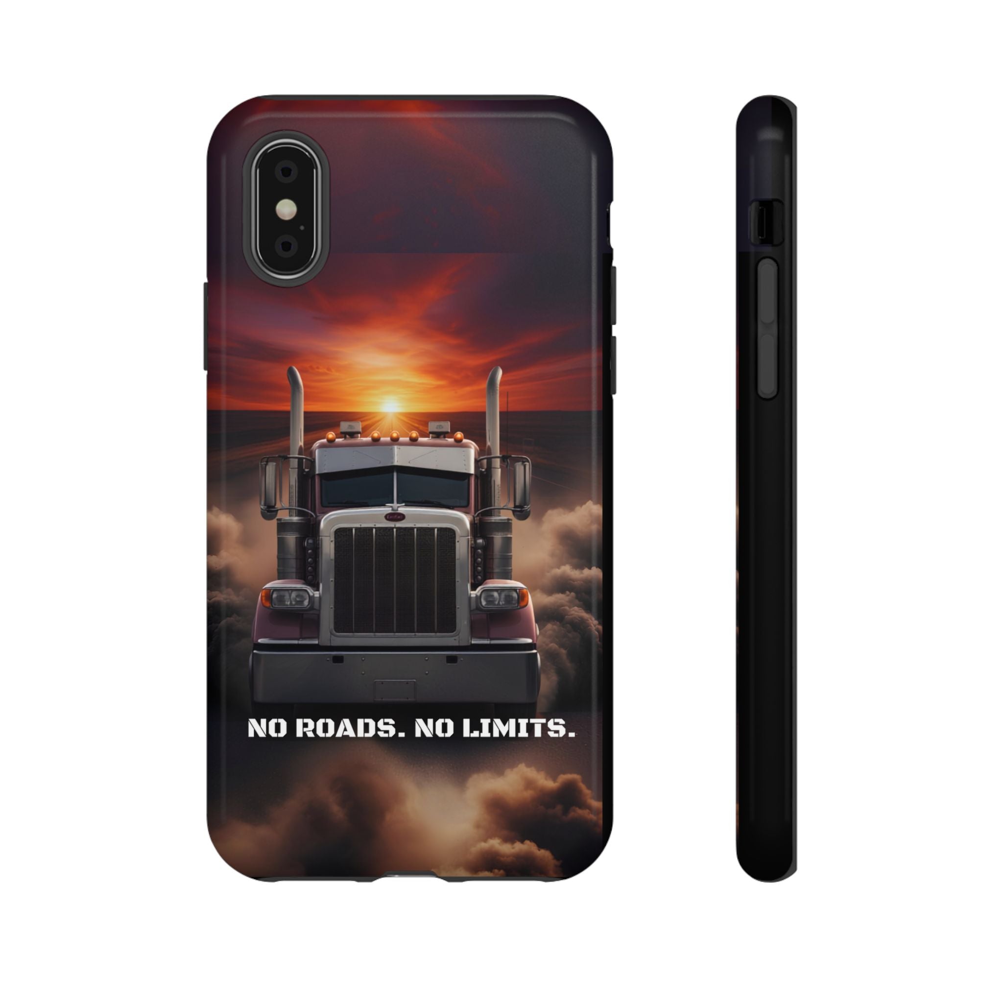 Truck Phone Case — "No Roads. No Limits." Sunset Semi Truck Protective Case