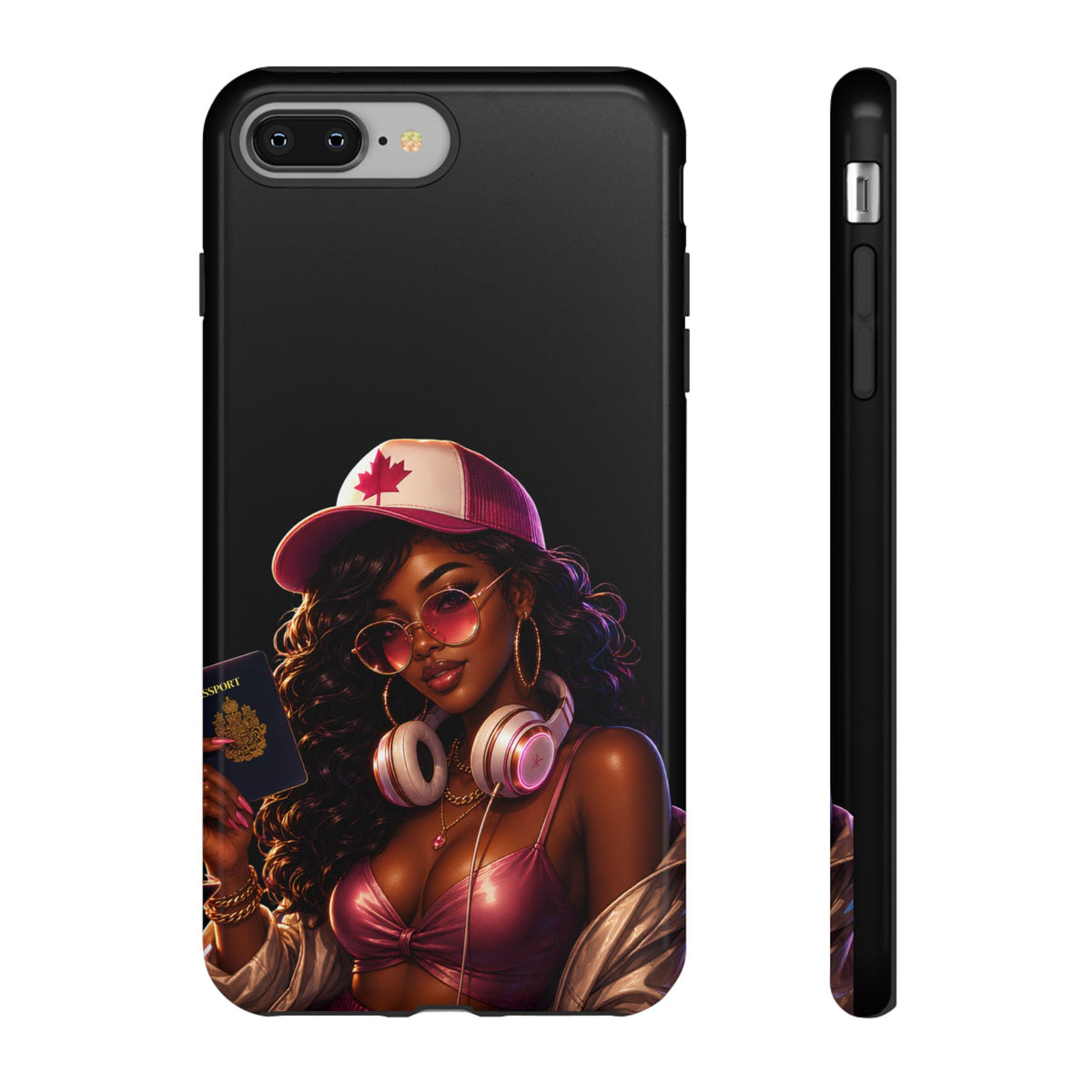 Phone Case - Cool Urban Woman with Headphones & Maple Hat