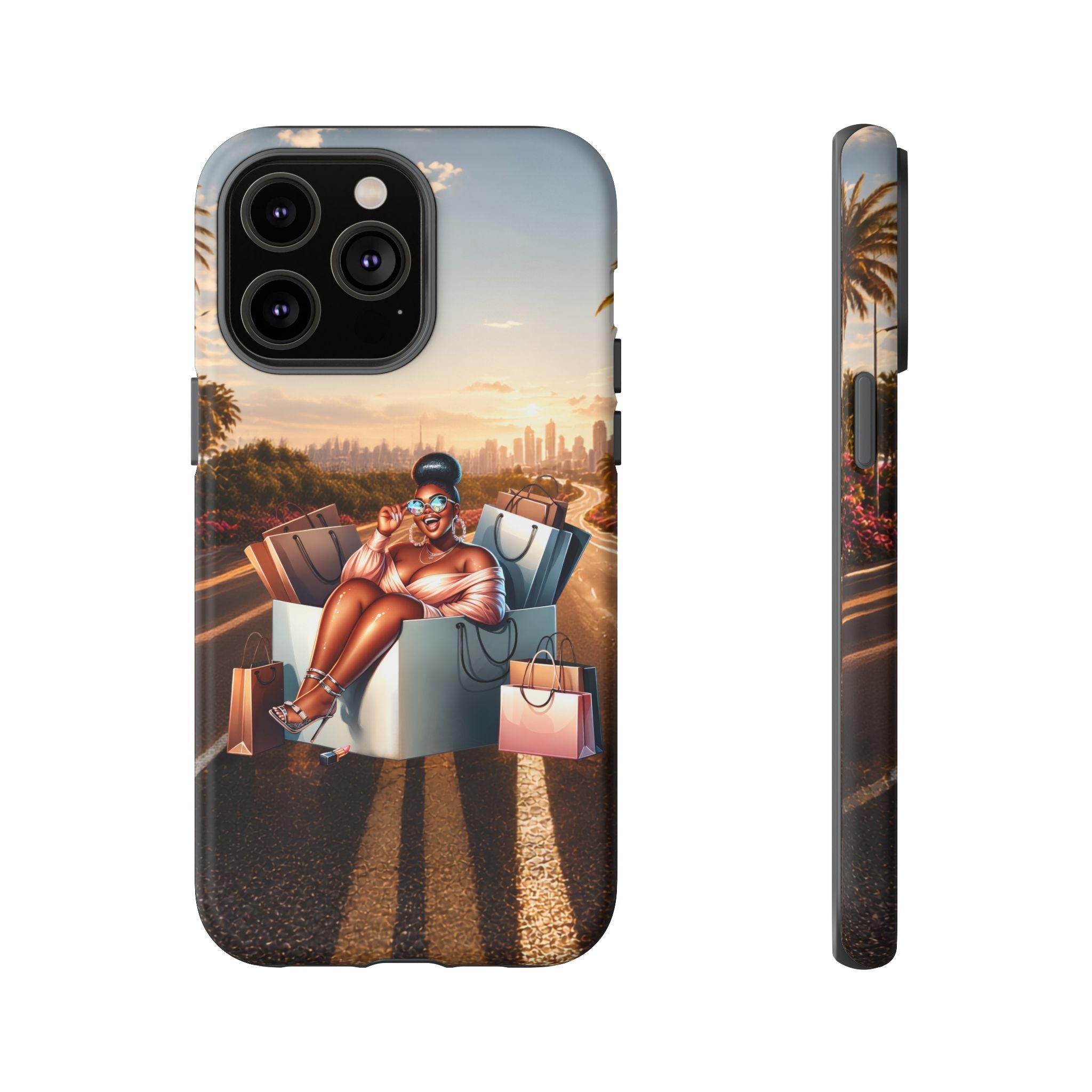 Phone Case — Chic Shopper Illustration on Cloud Background