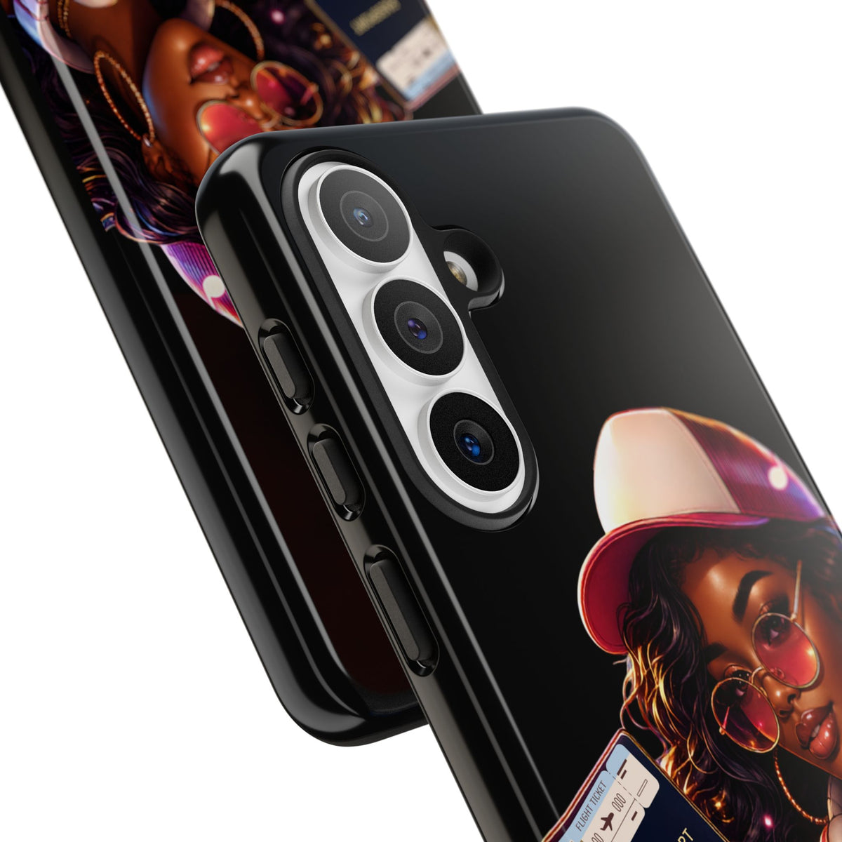 Tough Case – Stylized Urban Girl Phone Case with Headphones & Passport