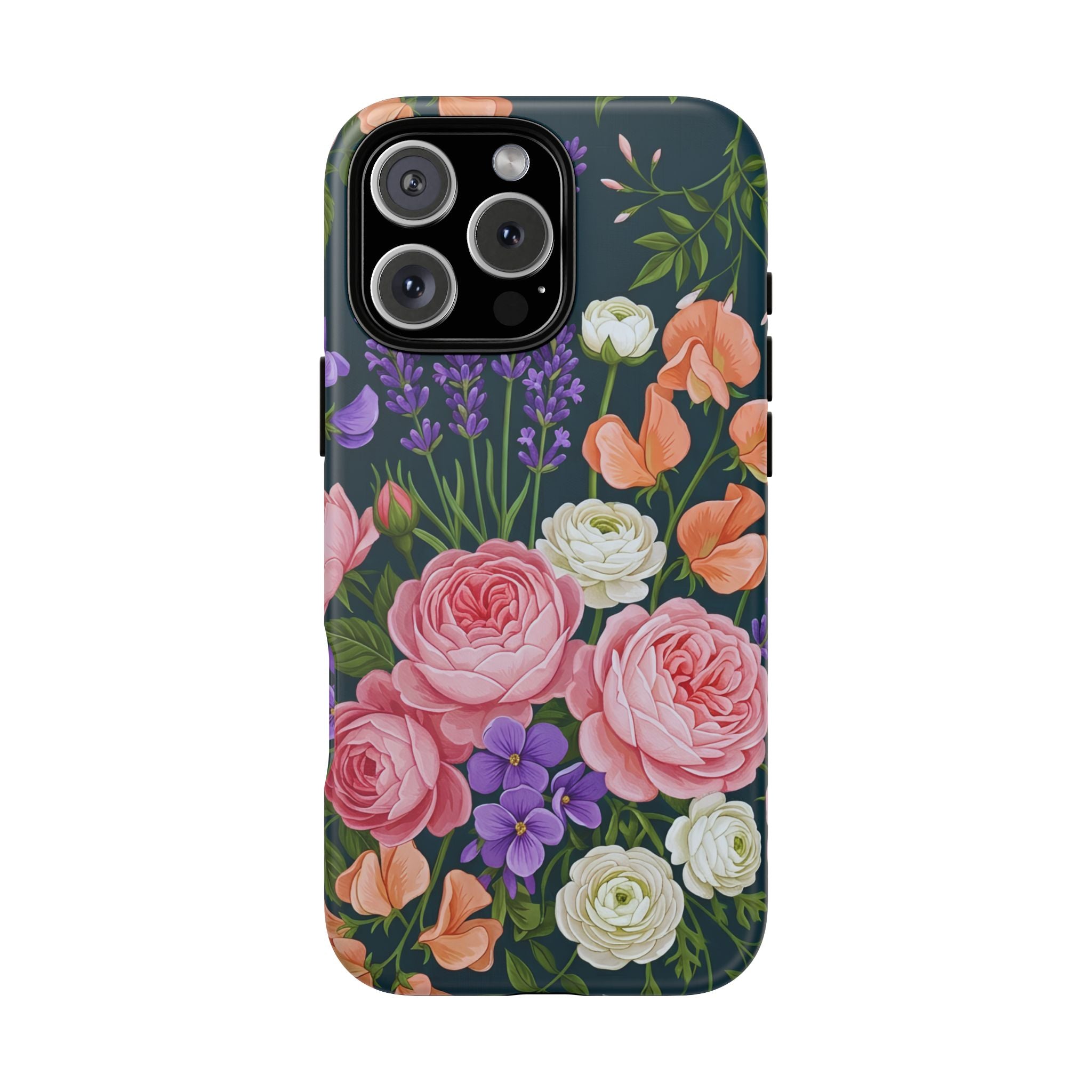 Floral Bouquet Phone Case — Vintage Roses & Lavender Protective Cover