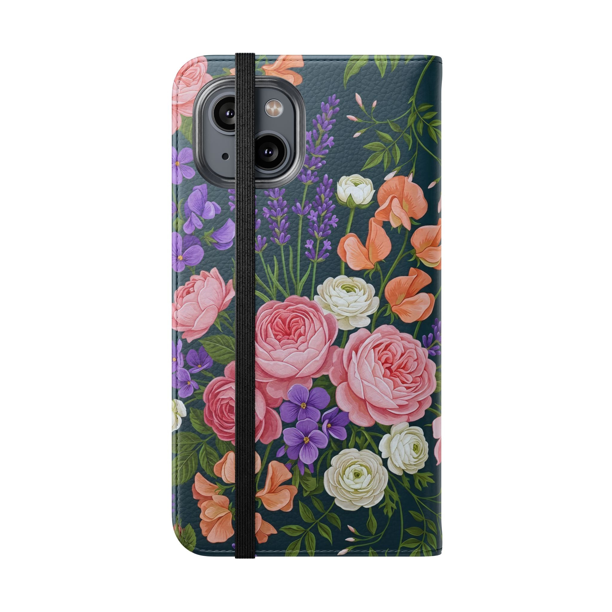 Floral Flip Phone Case -Wallet Cover with Card Slots