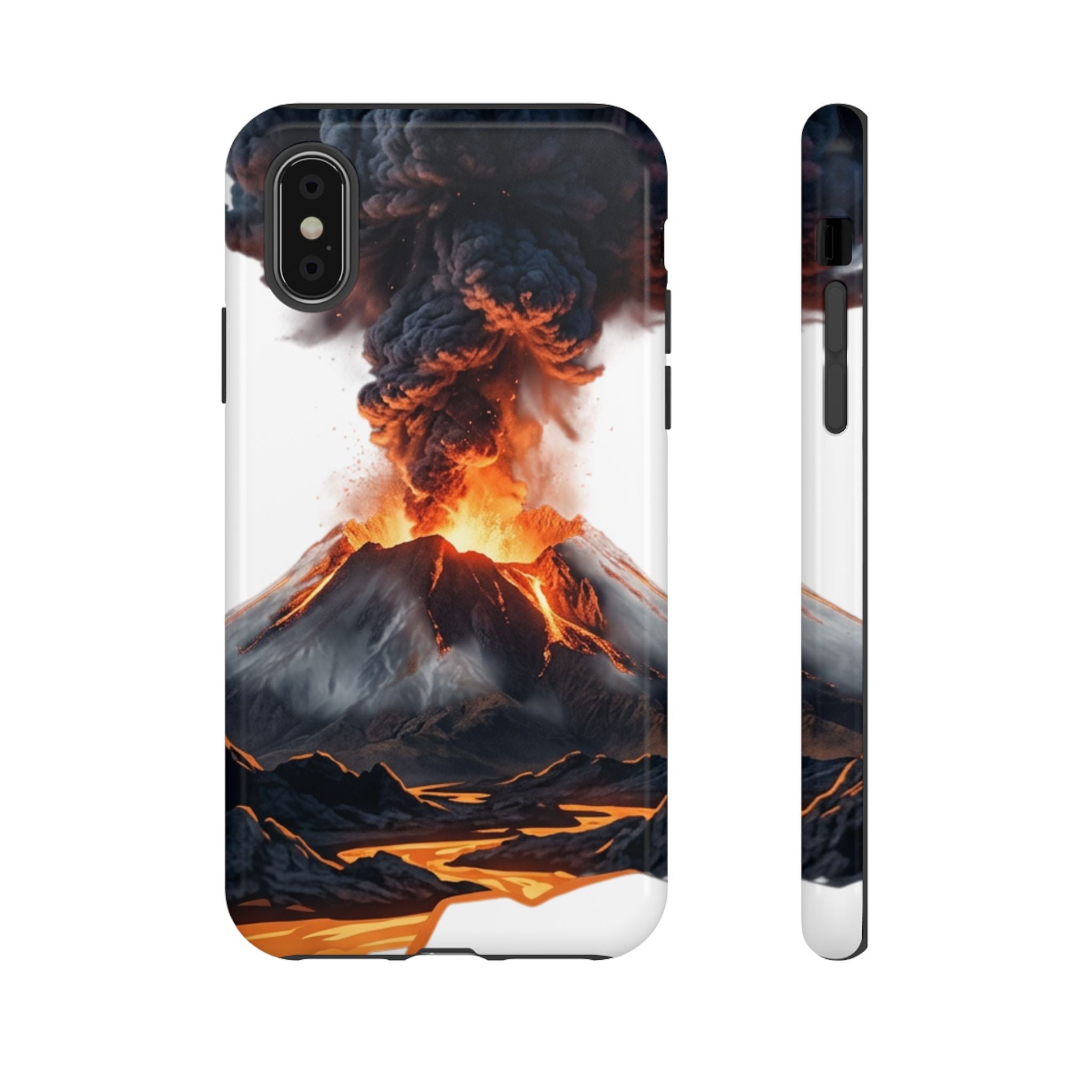 Volcano Eruption Tough Phone Case — Fiery Lava Protective Cover