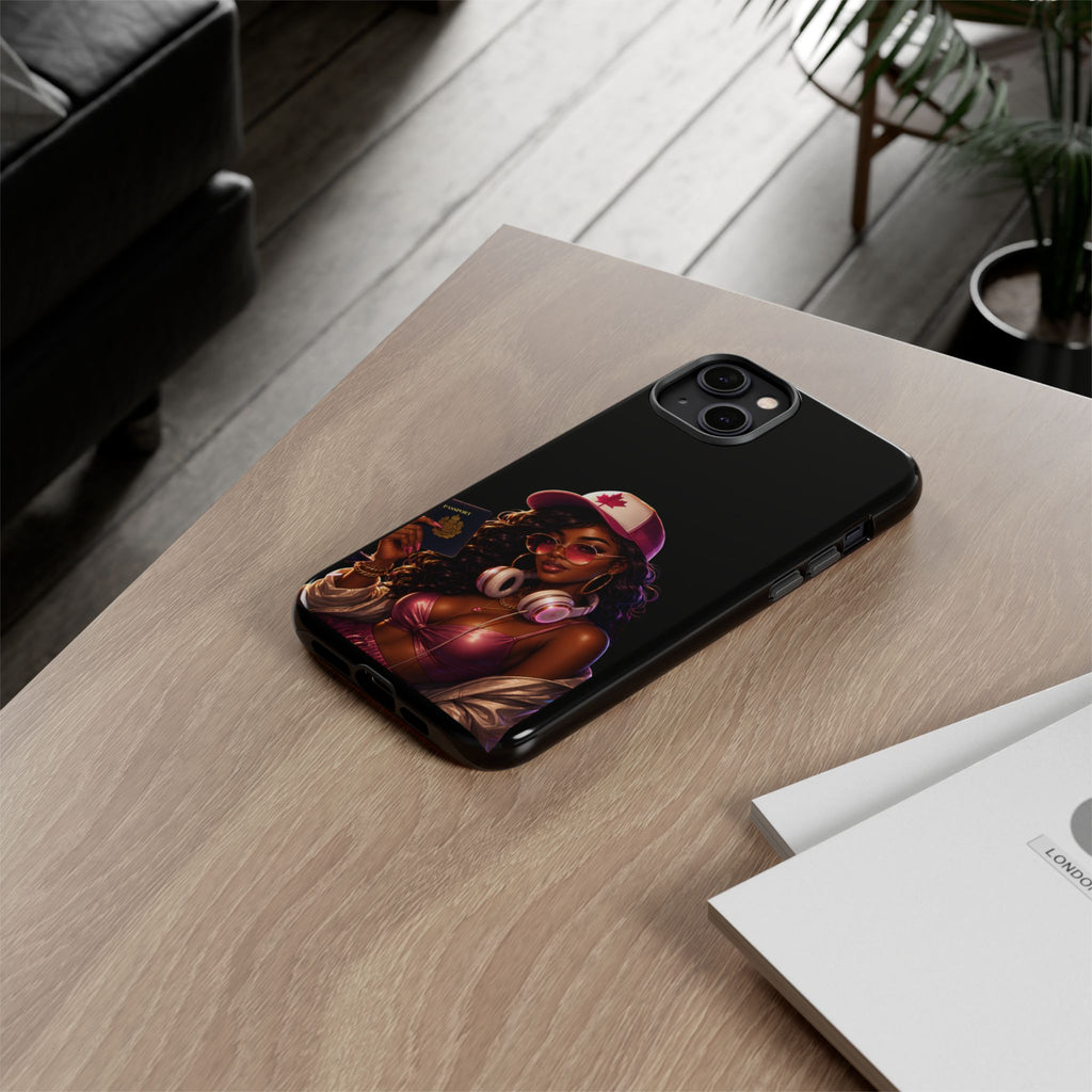 Phone Case — Stylish Urban Woman Design with Maple Cap