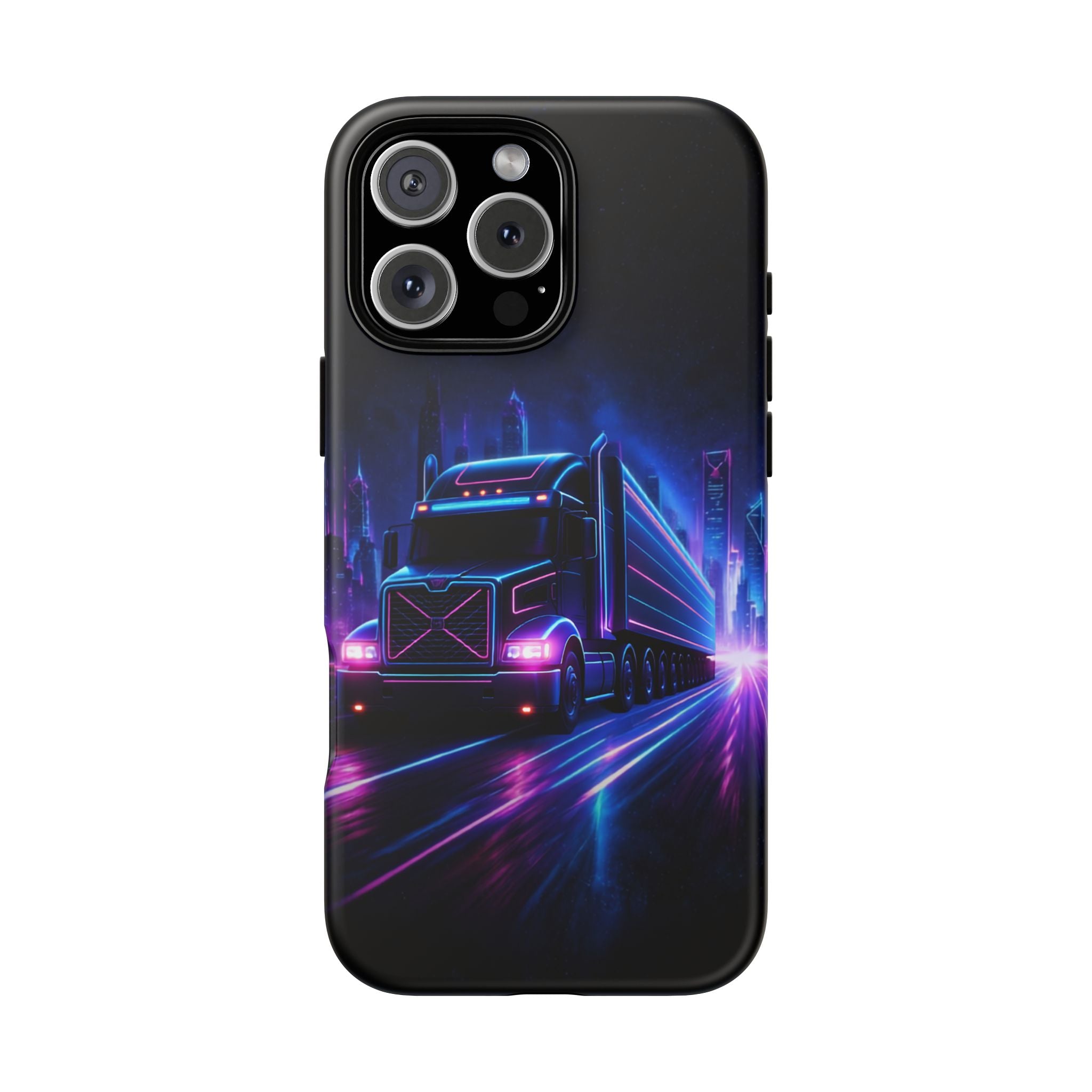 Neon Retro Rig Phone Case — Trucker Semi Truck Nightscape Protective Case