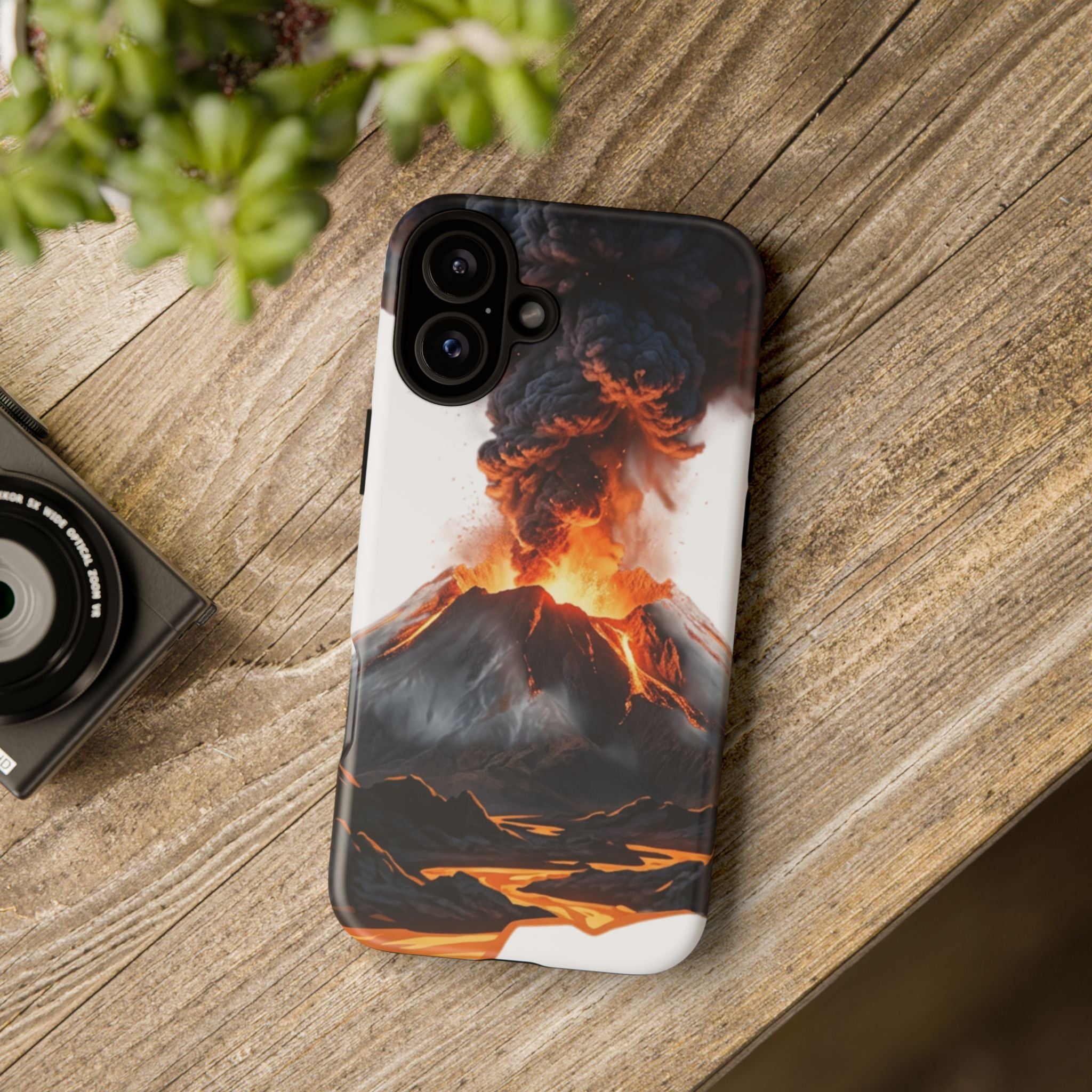 Volcano Eruption Tough Phone Case — Fiery Lava Protective Cover
