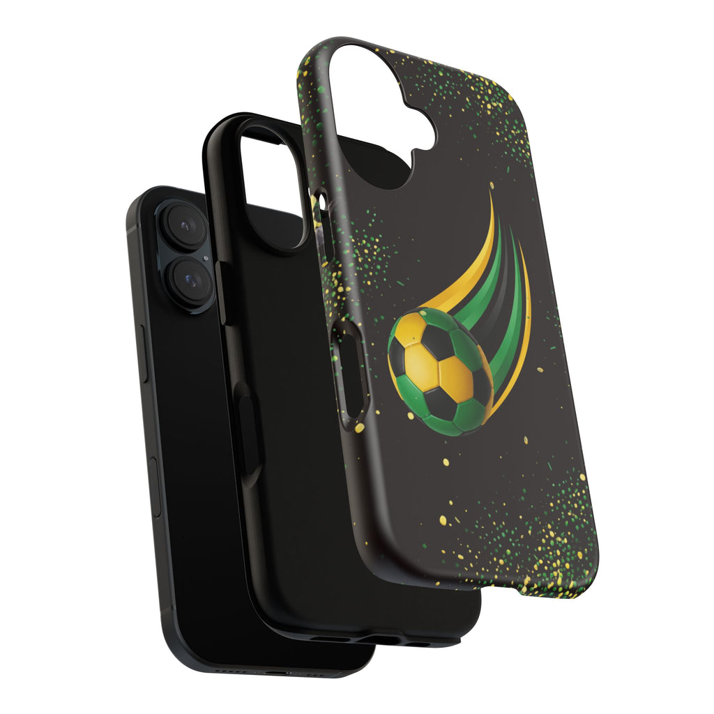Soccer Comet Tough Phone Case – Green & Yellow Football Design
