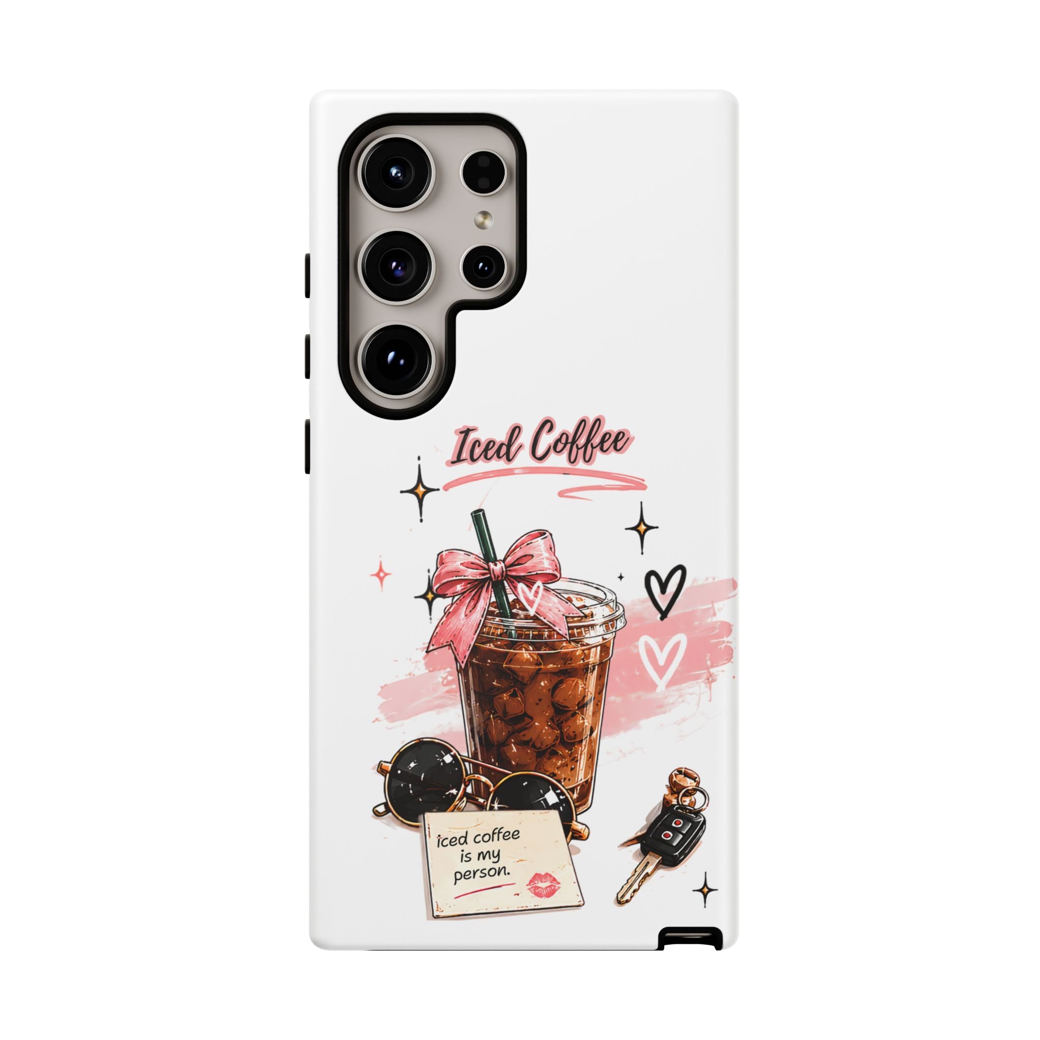 Iced Coffee Phone Case – Cute Pink Boba Design ("Iced coffee is my person")