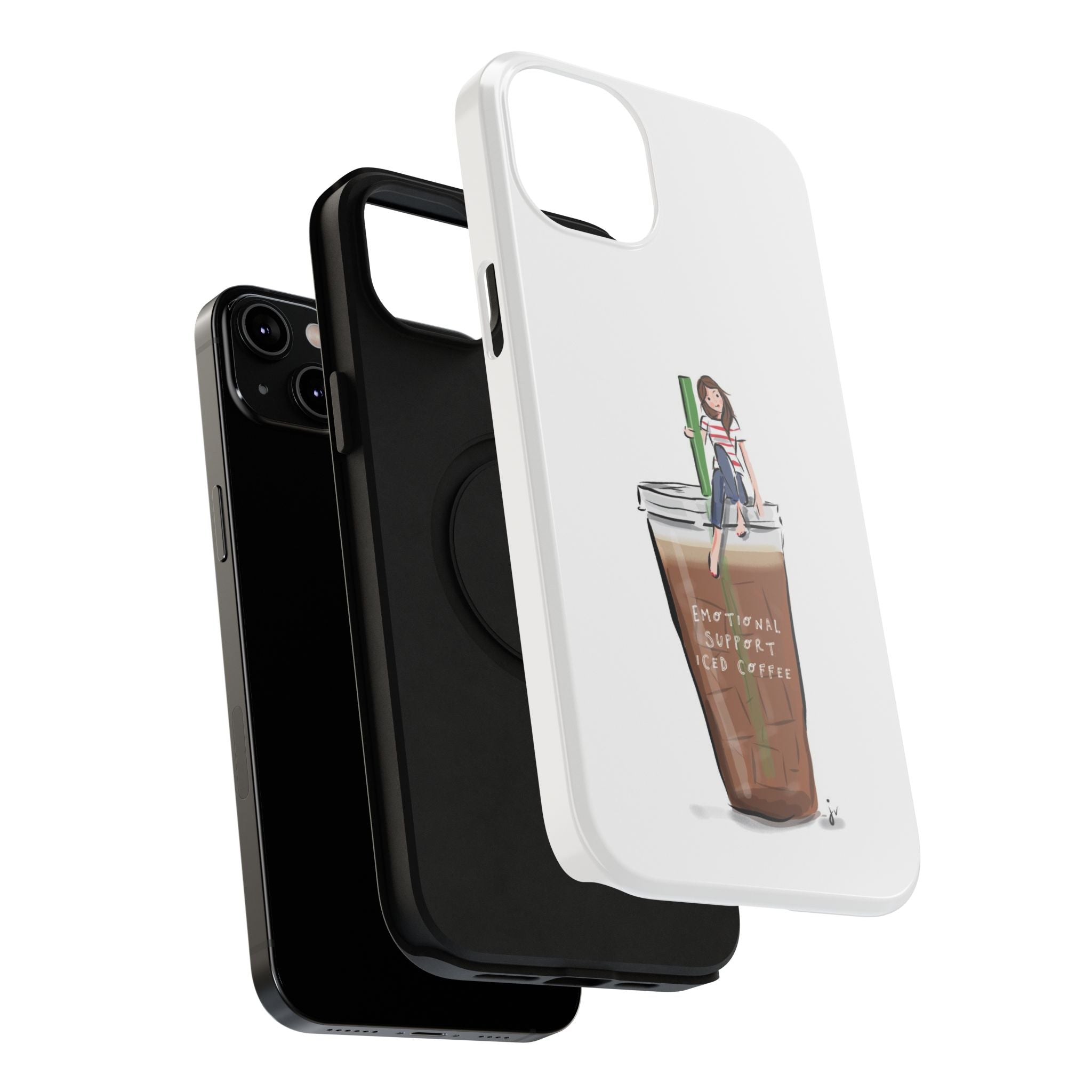 Iced Coffee & Me Phone Case — Cute Illustration 'Emotional Support Iced Coffee' Impact-Resistant Case
