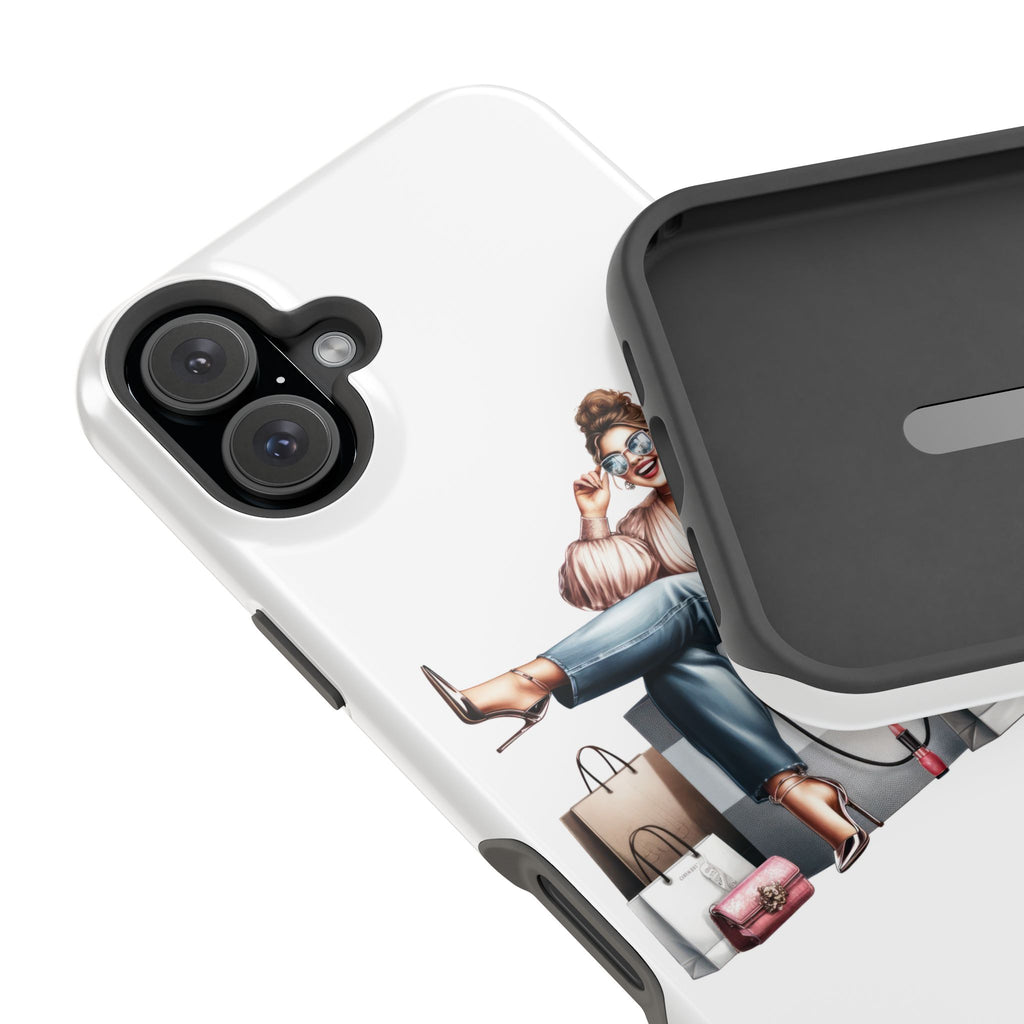 Magnetic Impact-Resistant Case — Luxury Shopper Goddess on Clouds Phone Cover