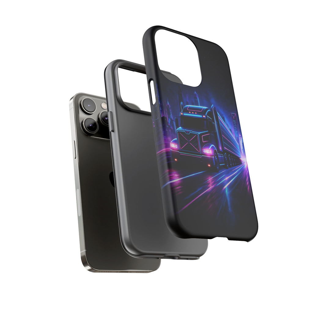 Neon Retro Rig Phone Case — Trucker Semi Truck Nightscape Protective Case