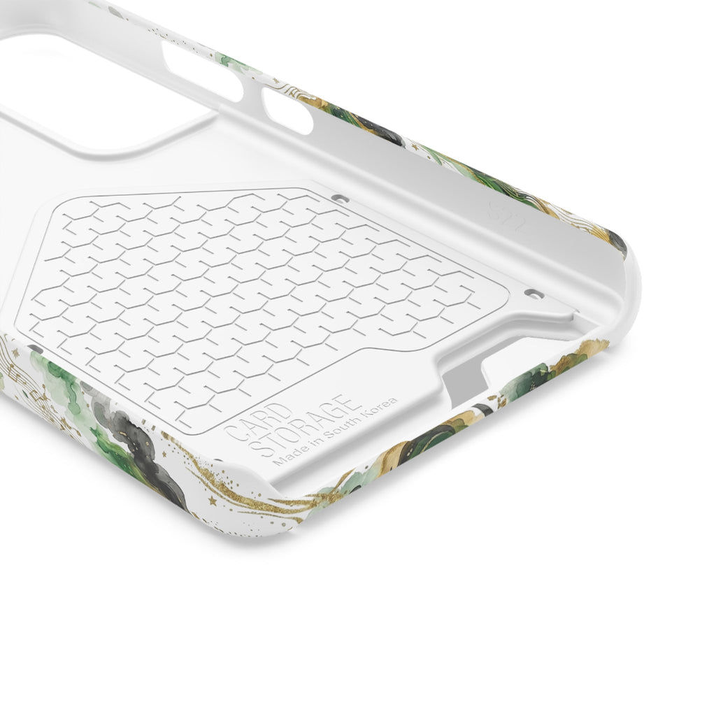 Phone Case with Card Holder — 'Island Energy' Green Hummingbird Design