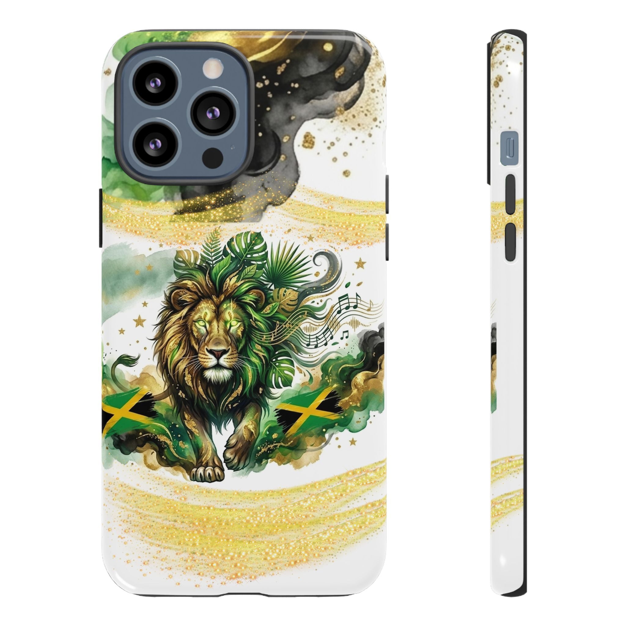 Reggae Lion Phone Case — Jamaican Flag Rasta Art Tough Phone Cover