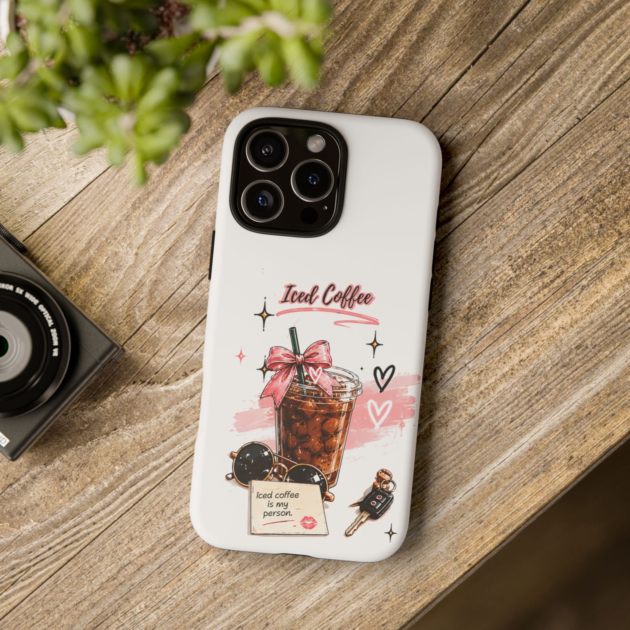 Iced Coffee Phone Case – Cute Pink Boba Design ("Iced coffee is my person")