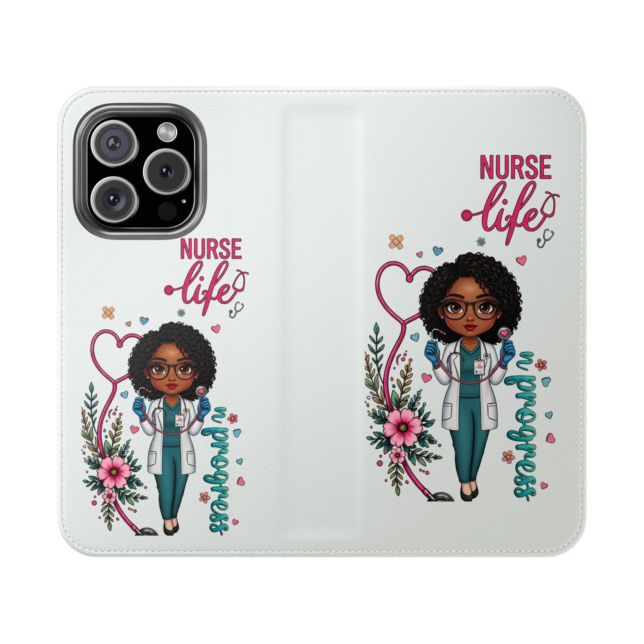 Nurse Life Floral Flip Phone Case - Medical RN Wallet Cover