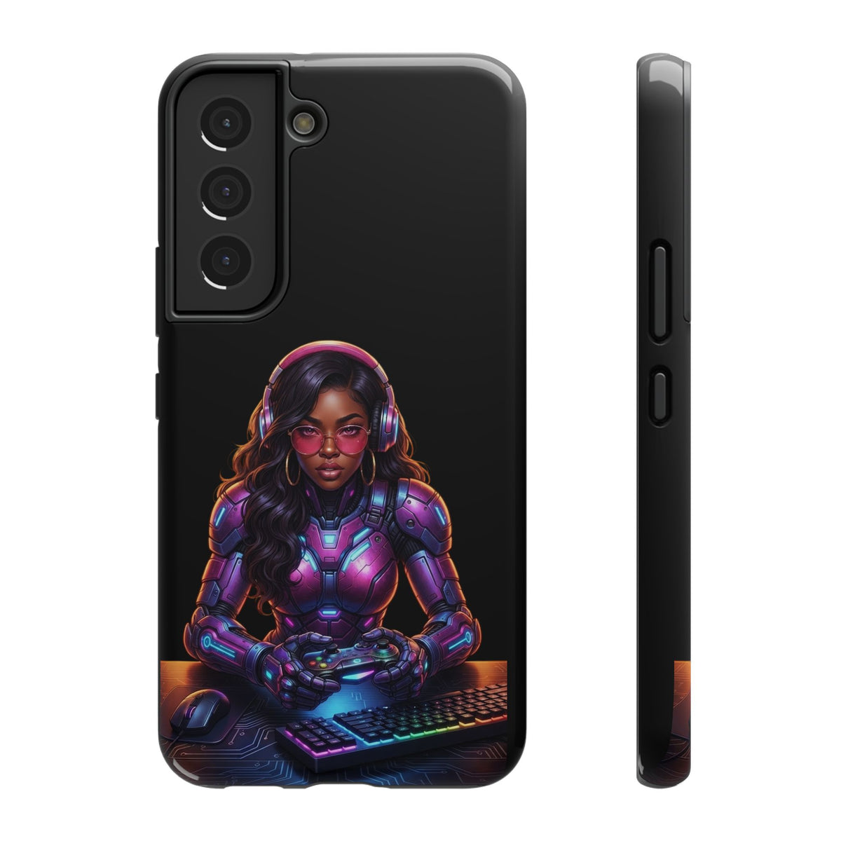 Gamer Girl Cyber Armor Phone Case — Impact‑Resistant Protective Cover