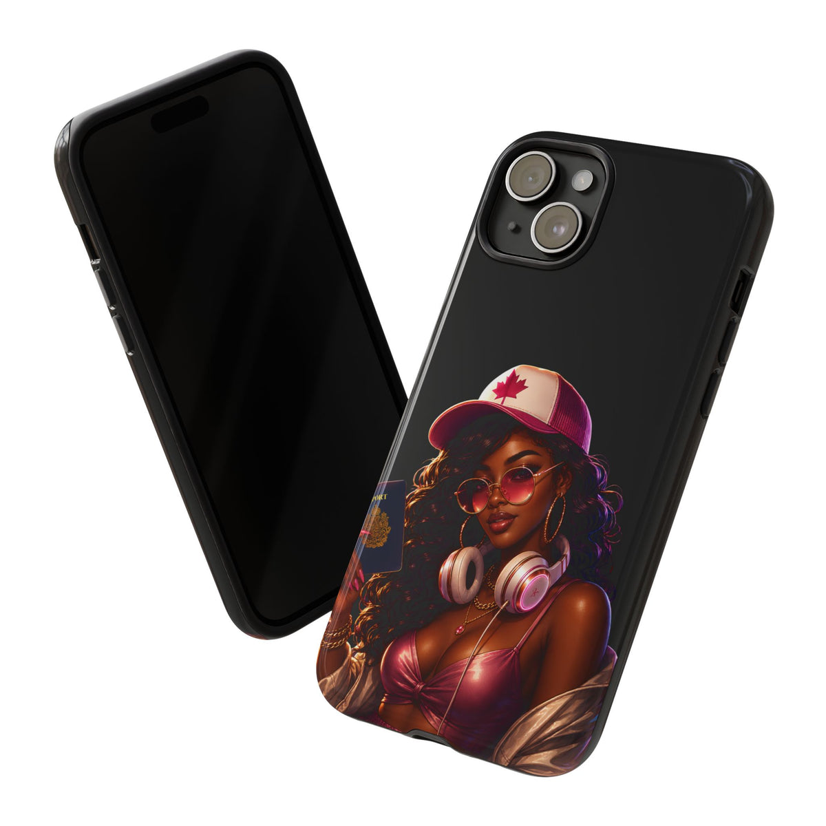 Phone Case - Cool Urban Woman with Headphones & Maple Hat
