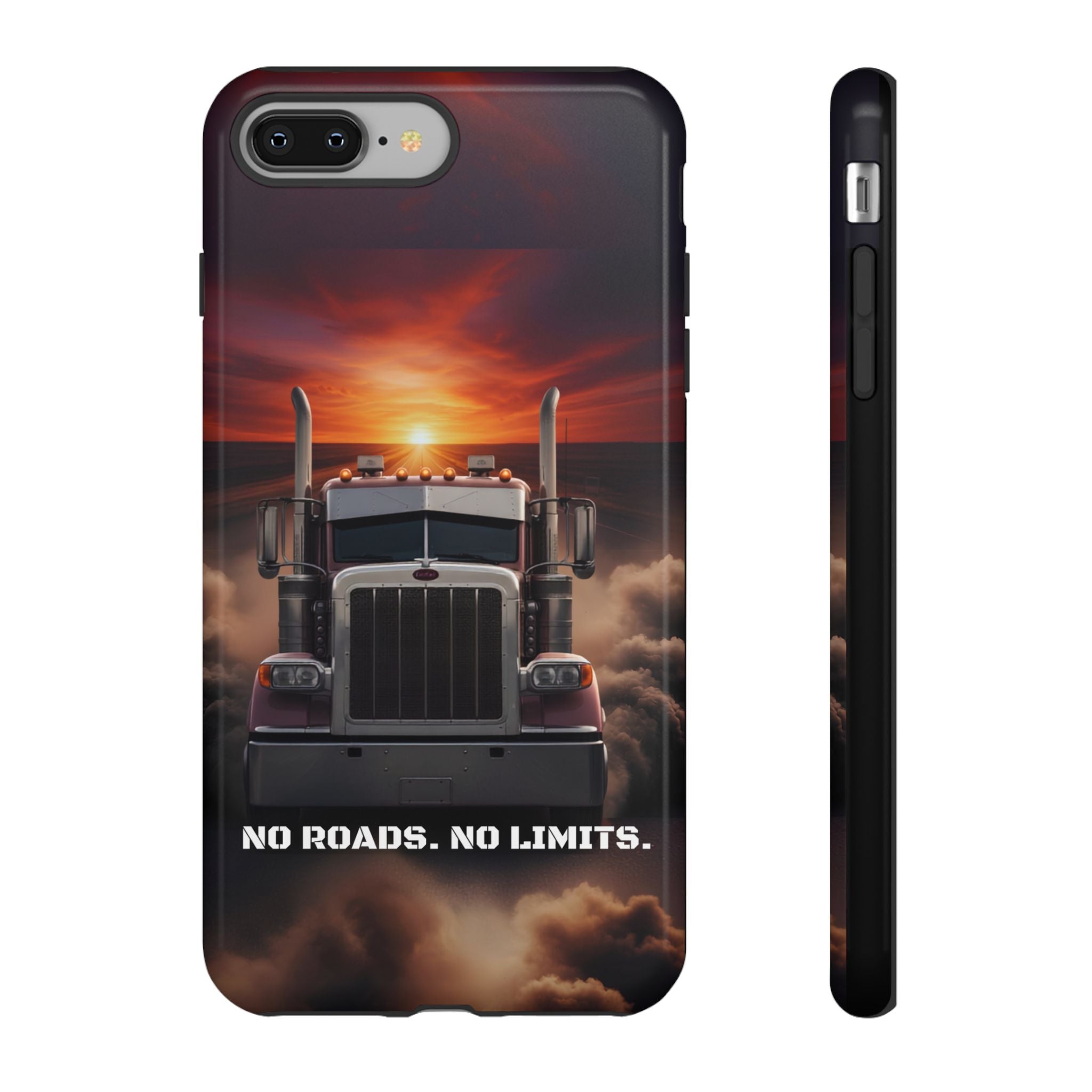 Truck Phone Case — "No Roads. No Limits." Sunset Semi Truck Protective Case