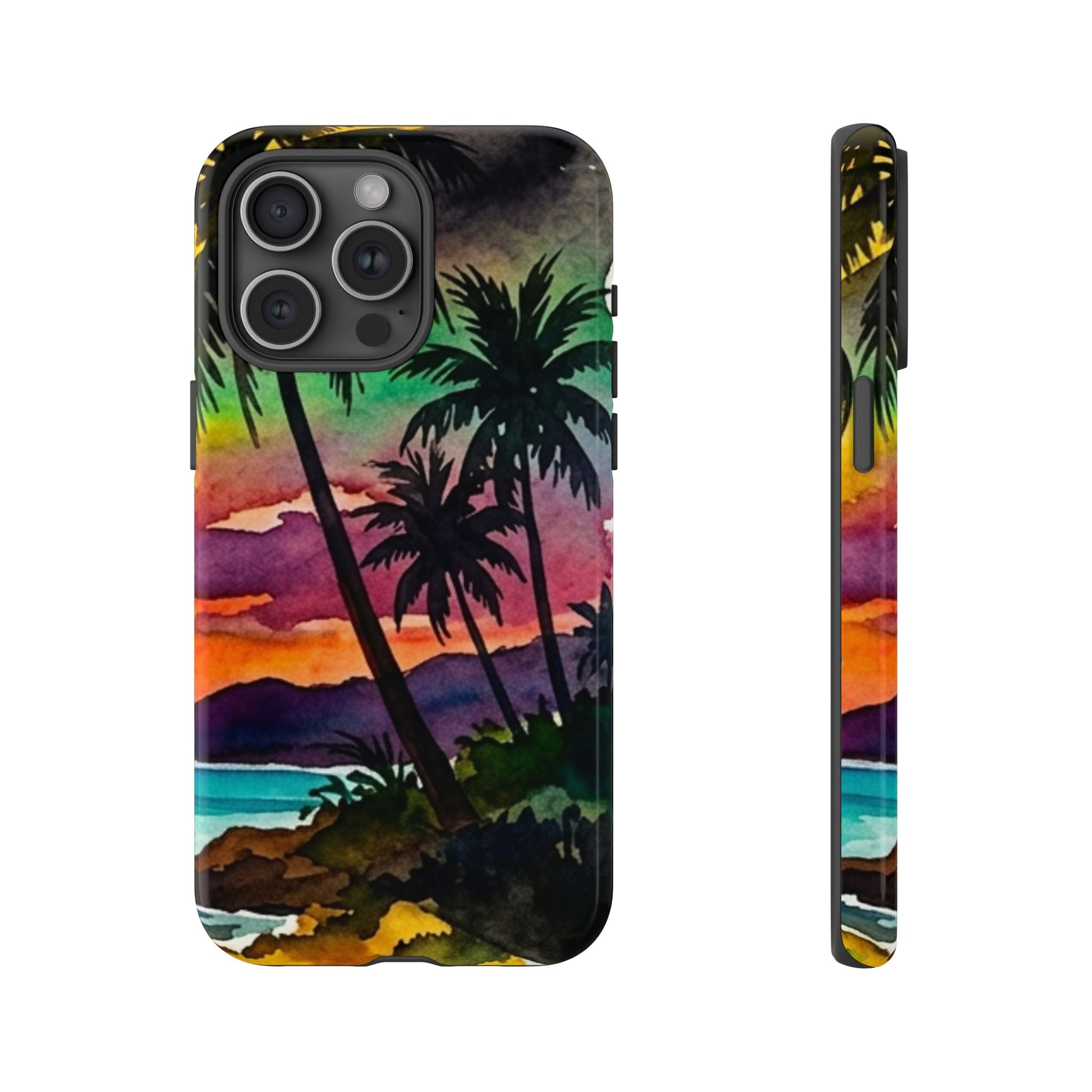 Tropical Sunset Phone Case – Palm Tree Beach Protective Cover