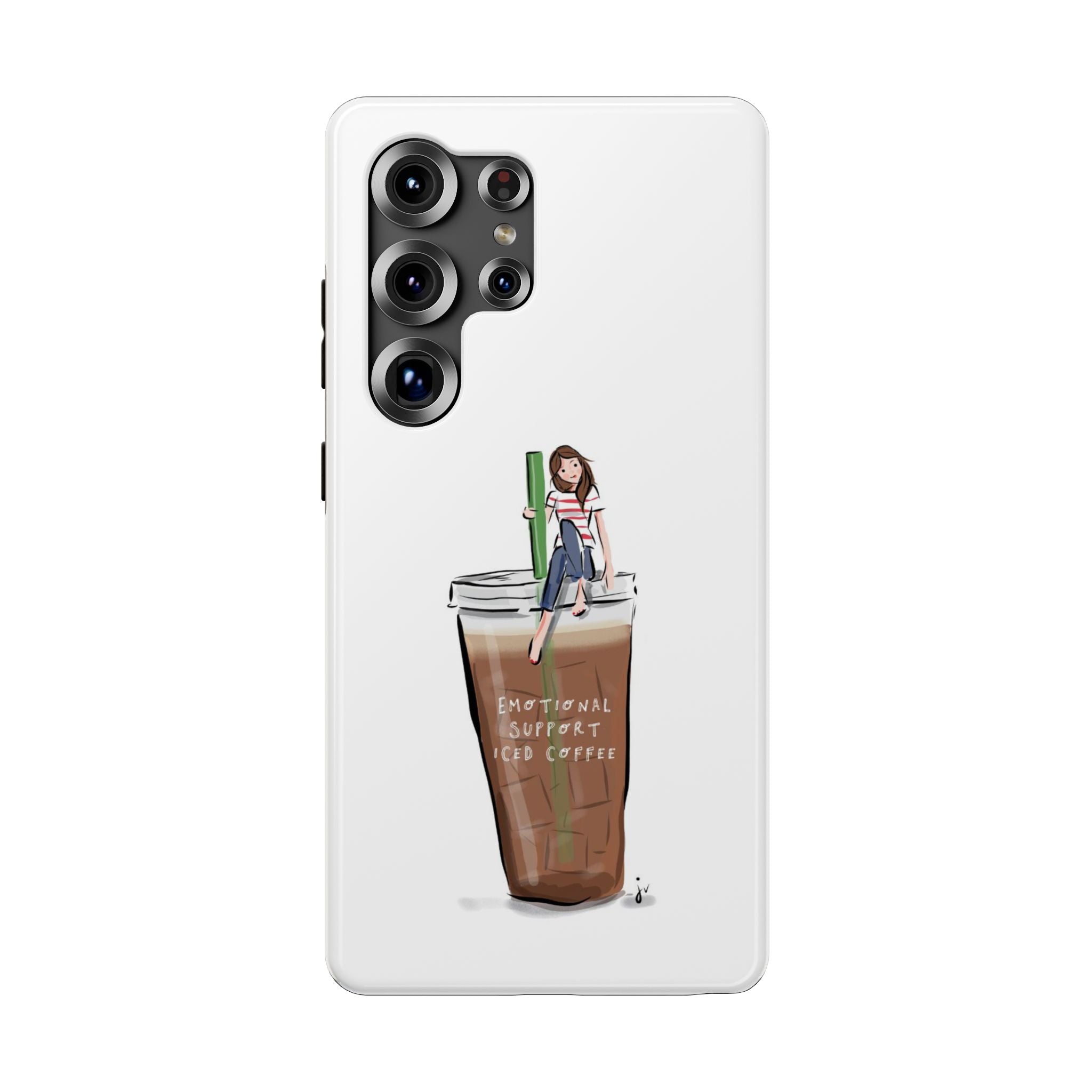 Iced Coffee & Me Phone Case — Cute Illustration 'Emotional Support Iced Coffee' Impact-Resistant Case