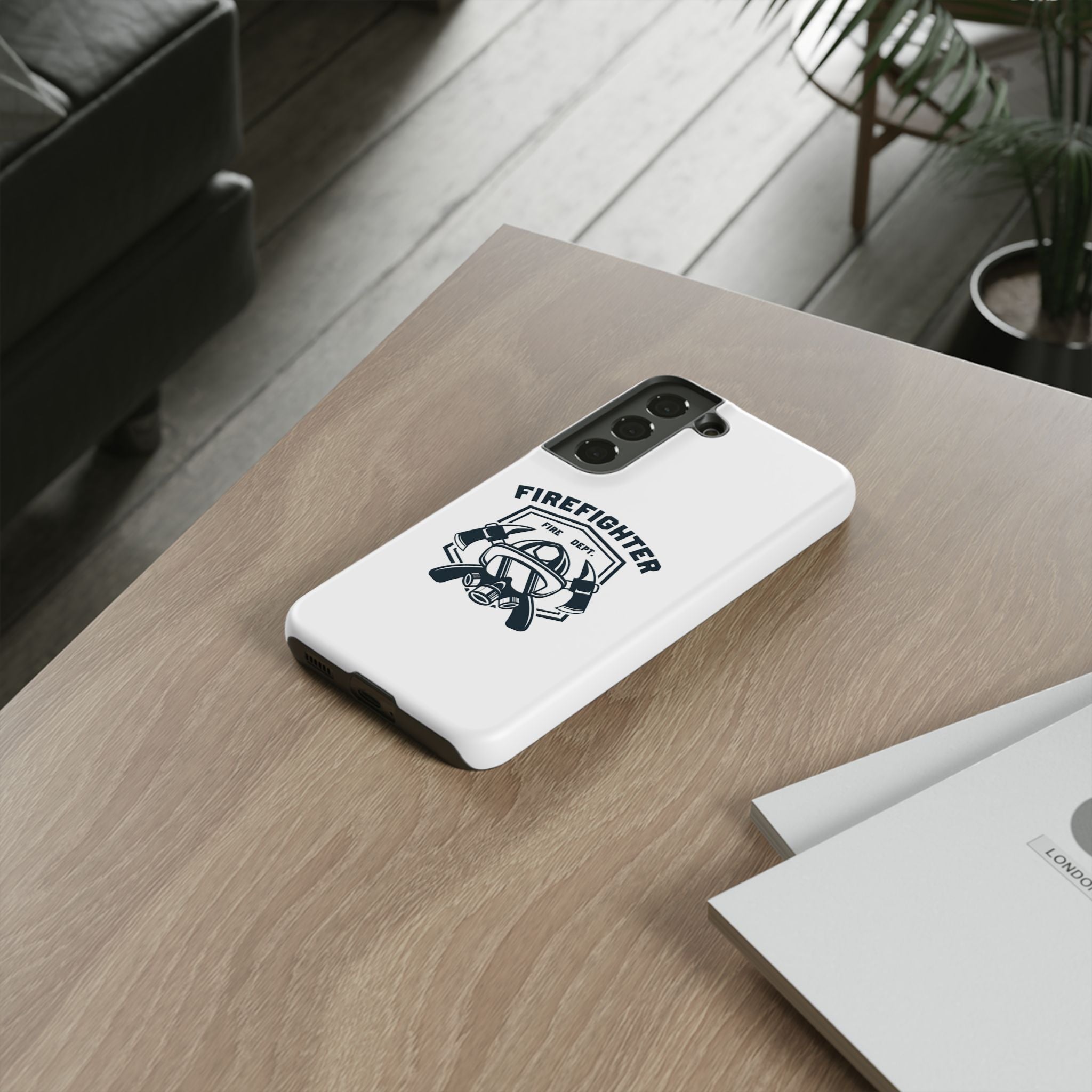 Firefighter Tough Phone Case — Fire Dept Helmet & Axes Protective Cover