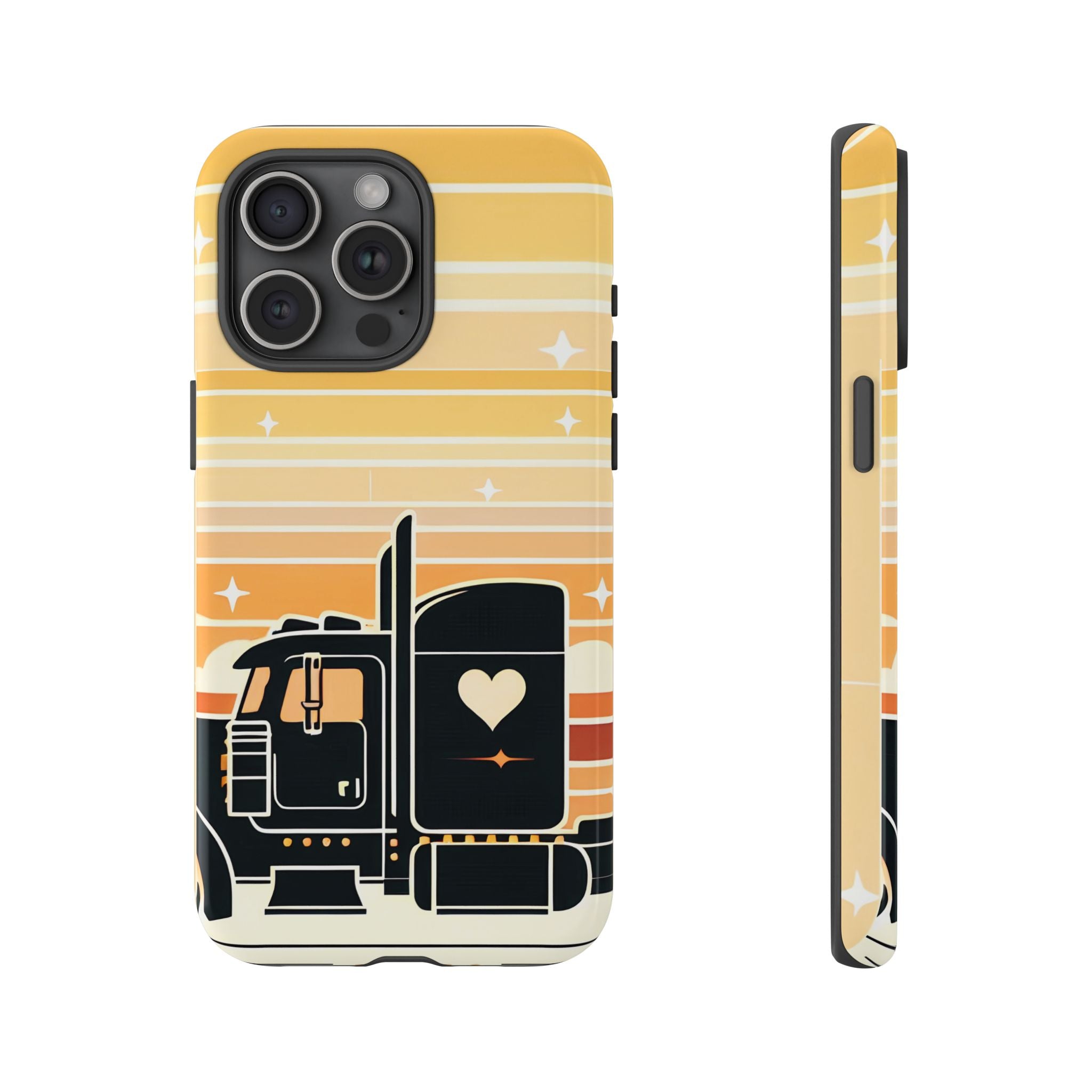 Trucker Heart Phone Case — Retro Semi Truck Protective Phone Cover